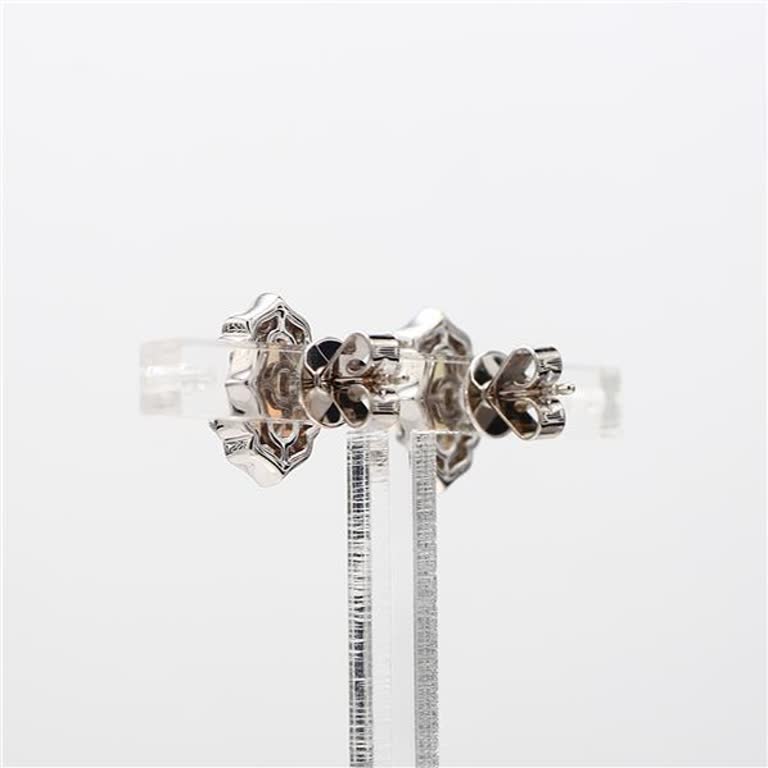 Natural Oval Opal and White Diamond 1.31 Carat TW White Gold Stud Earrings
