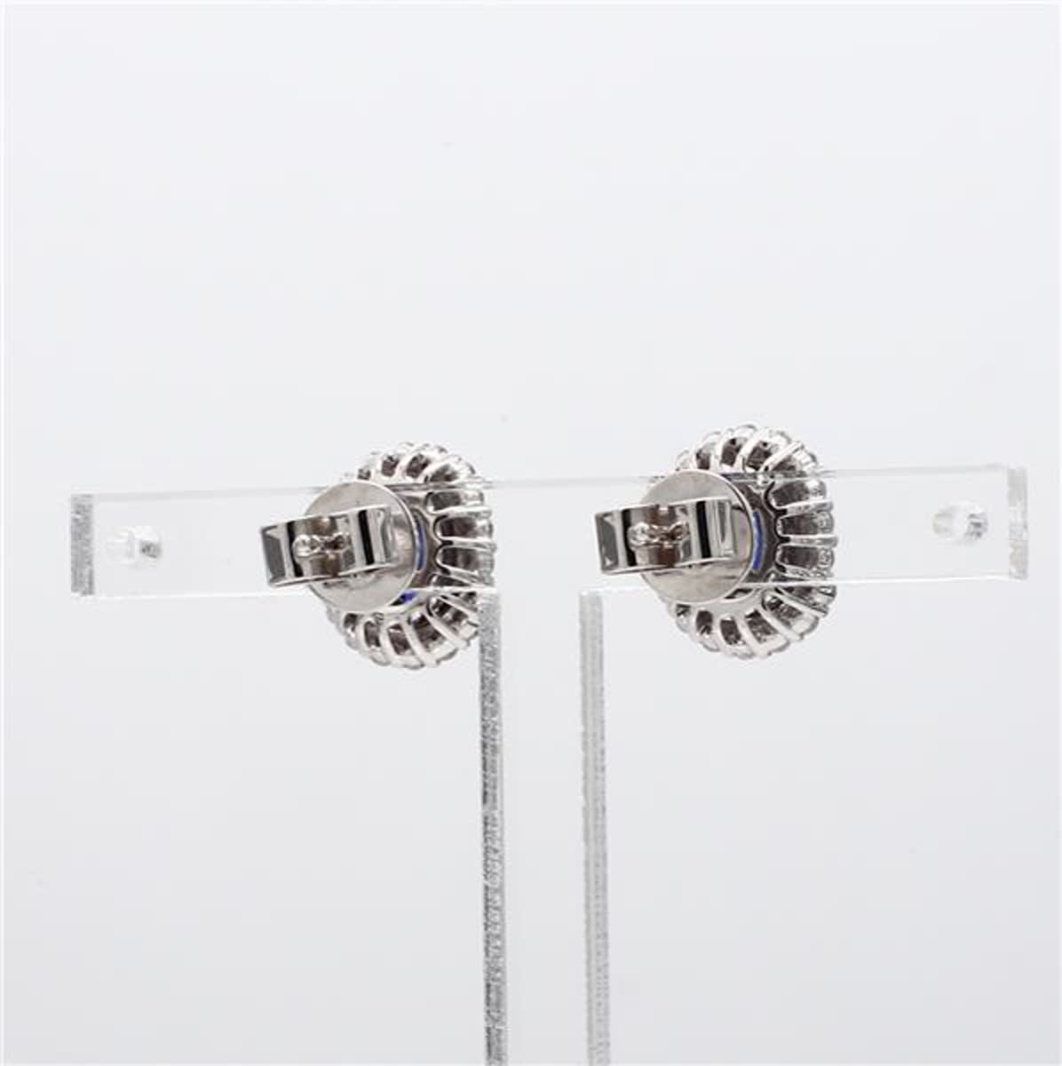 Natural Blue Oval Sapphire and White Diamond 1.39 Carat TW Gold Stud Earrings