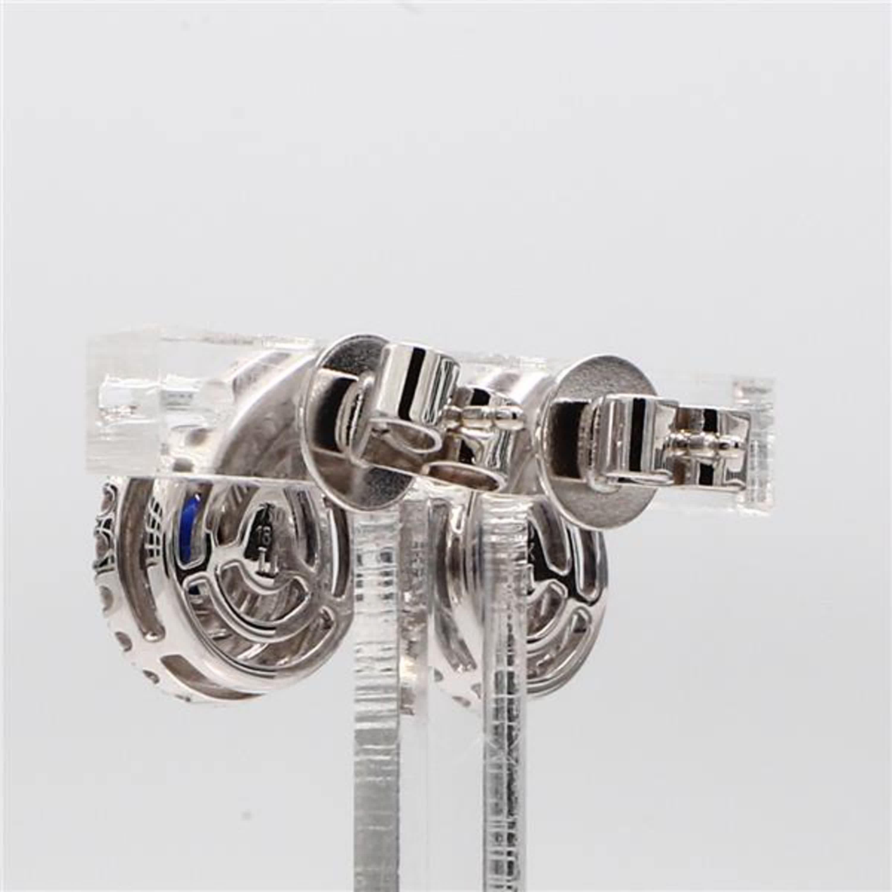 Natural Blue Pear Sapphire and White Diamond 1.32 Carat TW Gold Drop Earrings