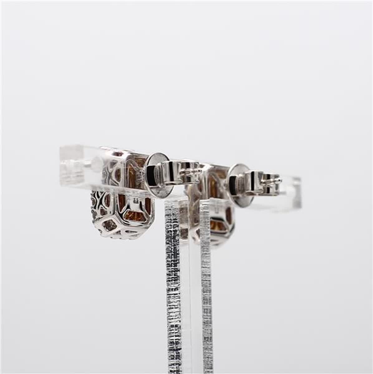 Natural Blue Emerald Cut Sapphire and White Diamond 1.34 Carat TW Gold Earrings