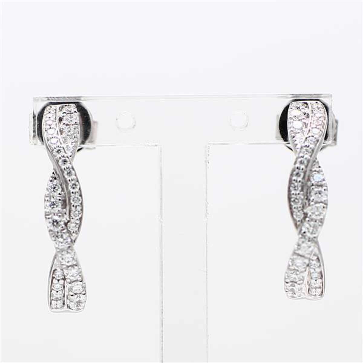 Natural White Round Diamond .48 Carat TW White Gold Drop Earrings