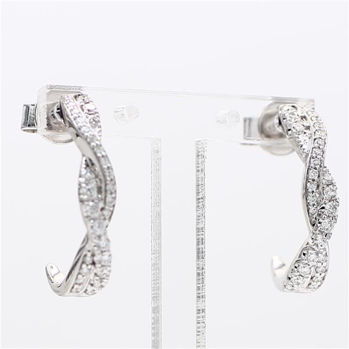 Natural White Round Diamond .48 Carat TW White Gold Drop Earrings