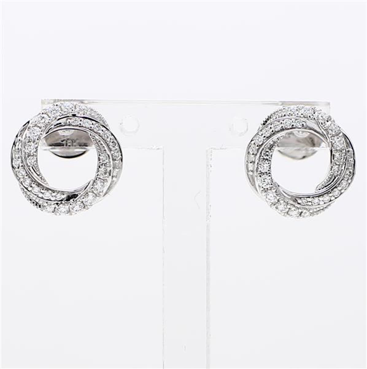 Natural White Round Diamond .33 Carat TW White Gold Hoop Earrings
