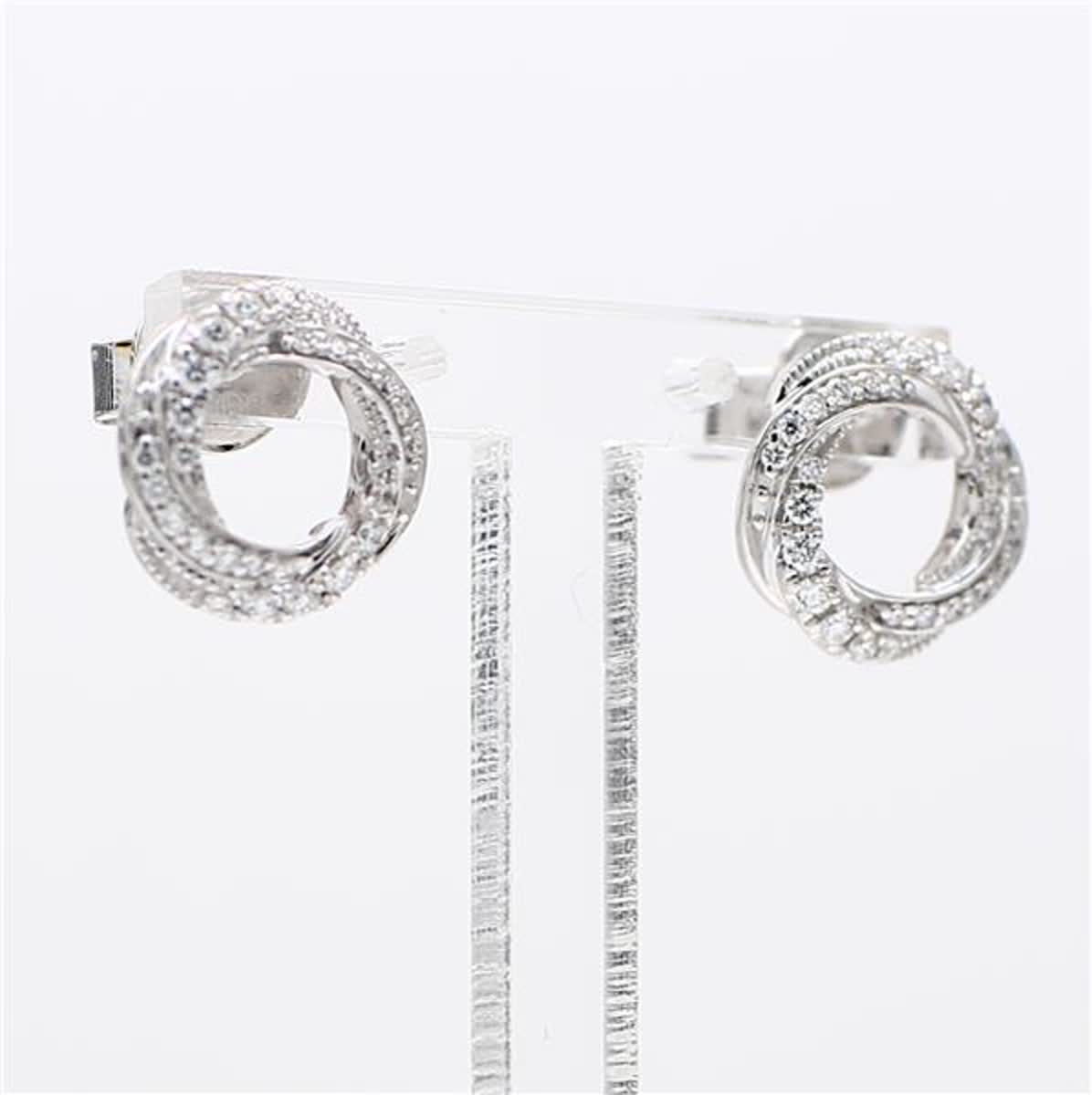 Natural White Round Diamond .33 Carat TW White Gold Hoop Earrings