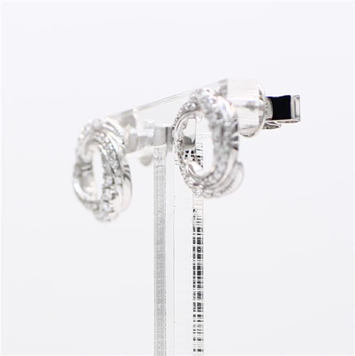 Natural White Round Diamond .33 Carat TW White Gold Hoop Earrings