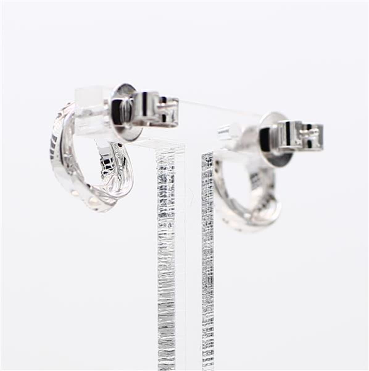 Natural White Round Diamond .33 Carat TW White Gold Hoop Earrings