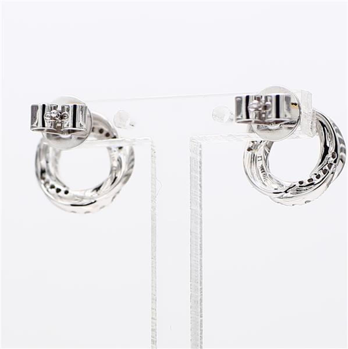 Natural White Round Diamond .33 Carat TW White Gold Hoop Earrings