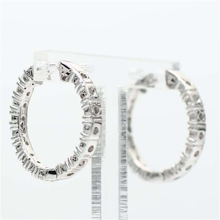 Natural White Round Diamond 1.61 Carat TW White Gold Dangle Earrings