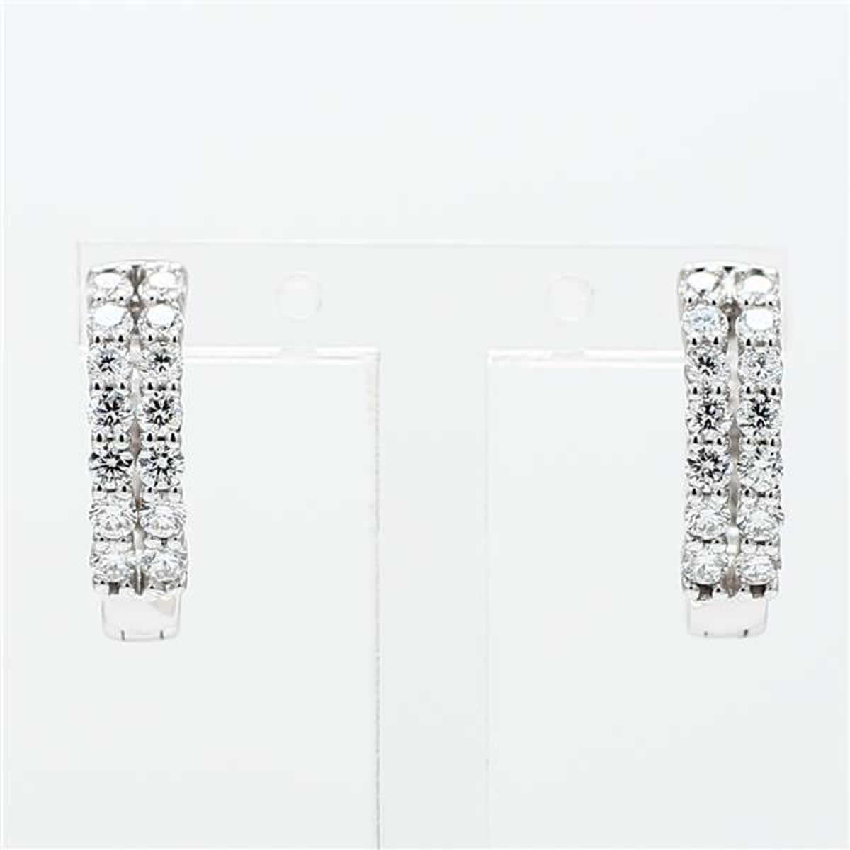 Natural White Round Diamond .76 Carat TW White Gold Dangle Earrings