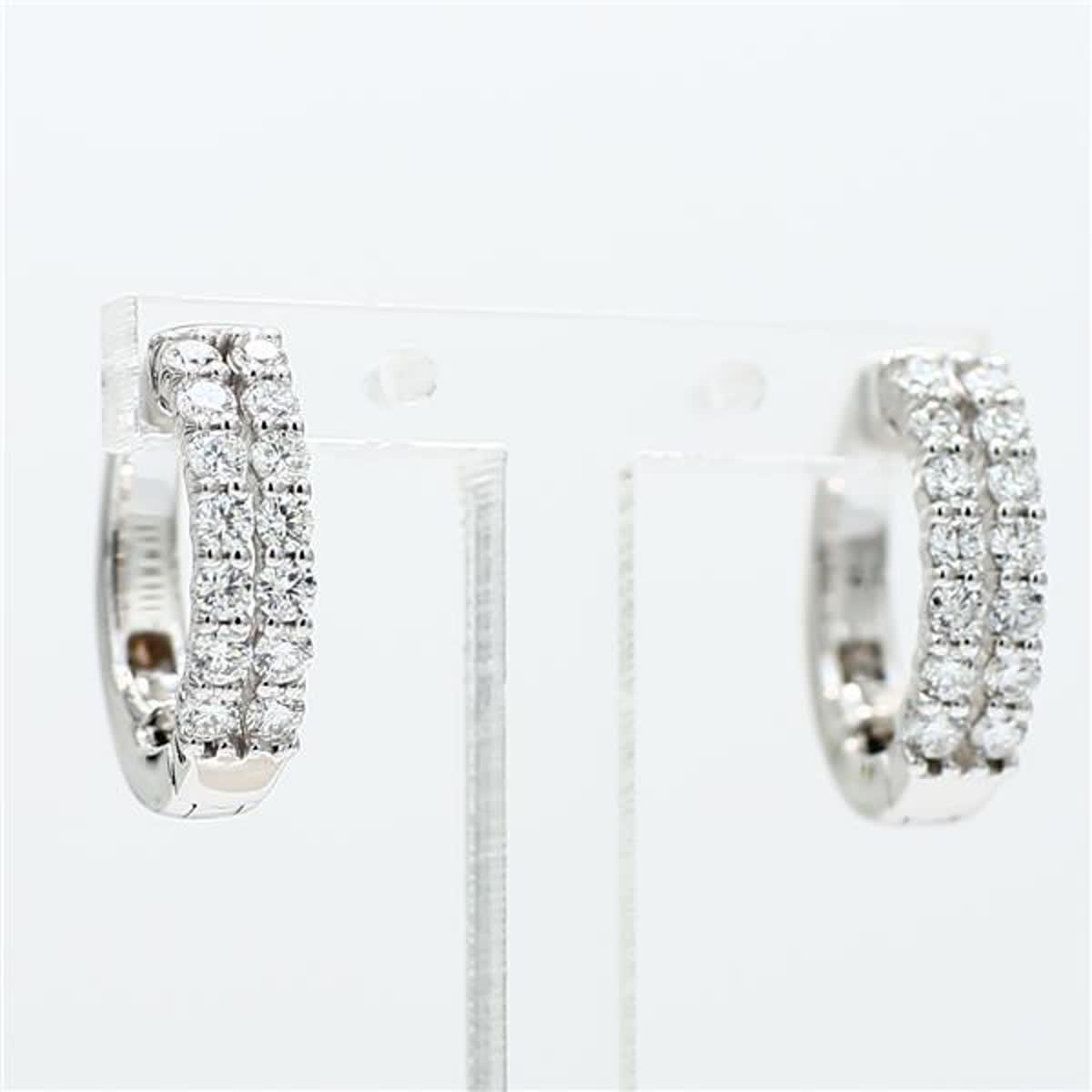 Natural White Round Diamond .76 Carat TW White Gold Dangle Earrings
