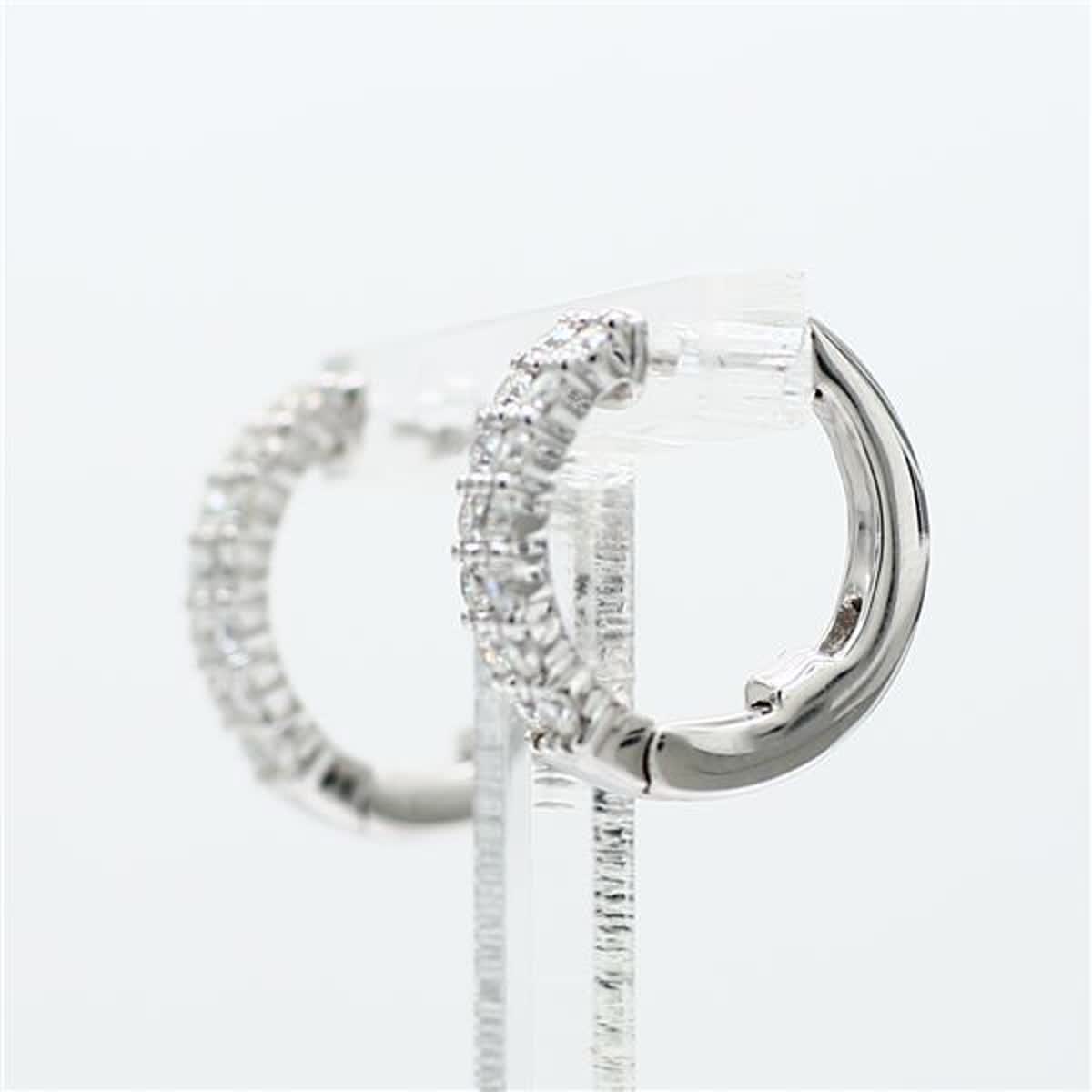 Natural White Round Diamond .76 Carat TW White Gold Dangle Earrings