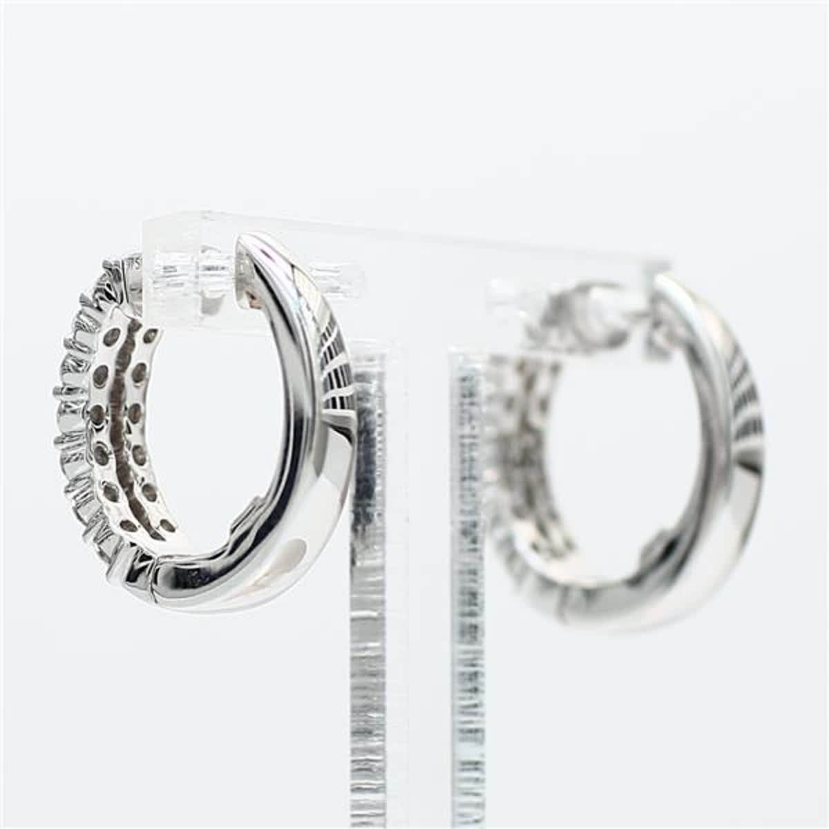 Natural White Round Diamond .76 Carat TW White Gold Dangle Earrings