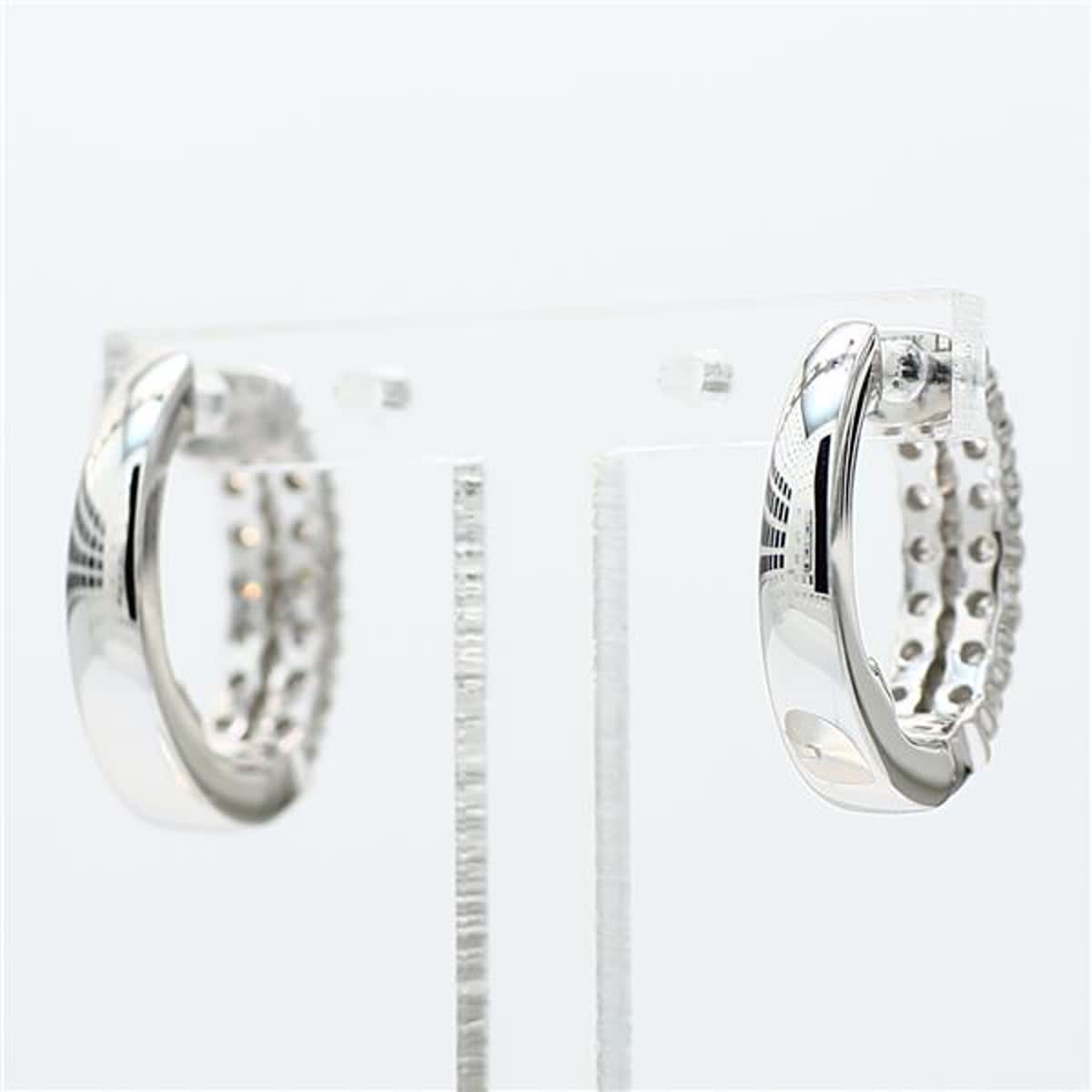 Natural White Round Diamond .76 Carat TW White Gold Dangle Earrings