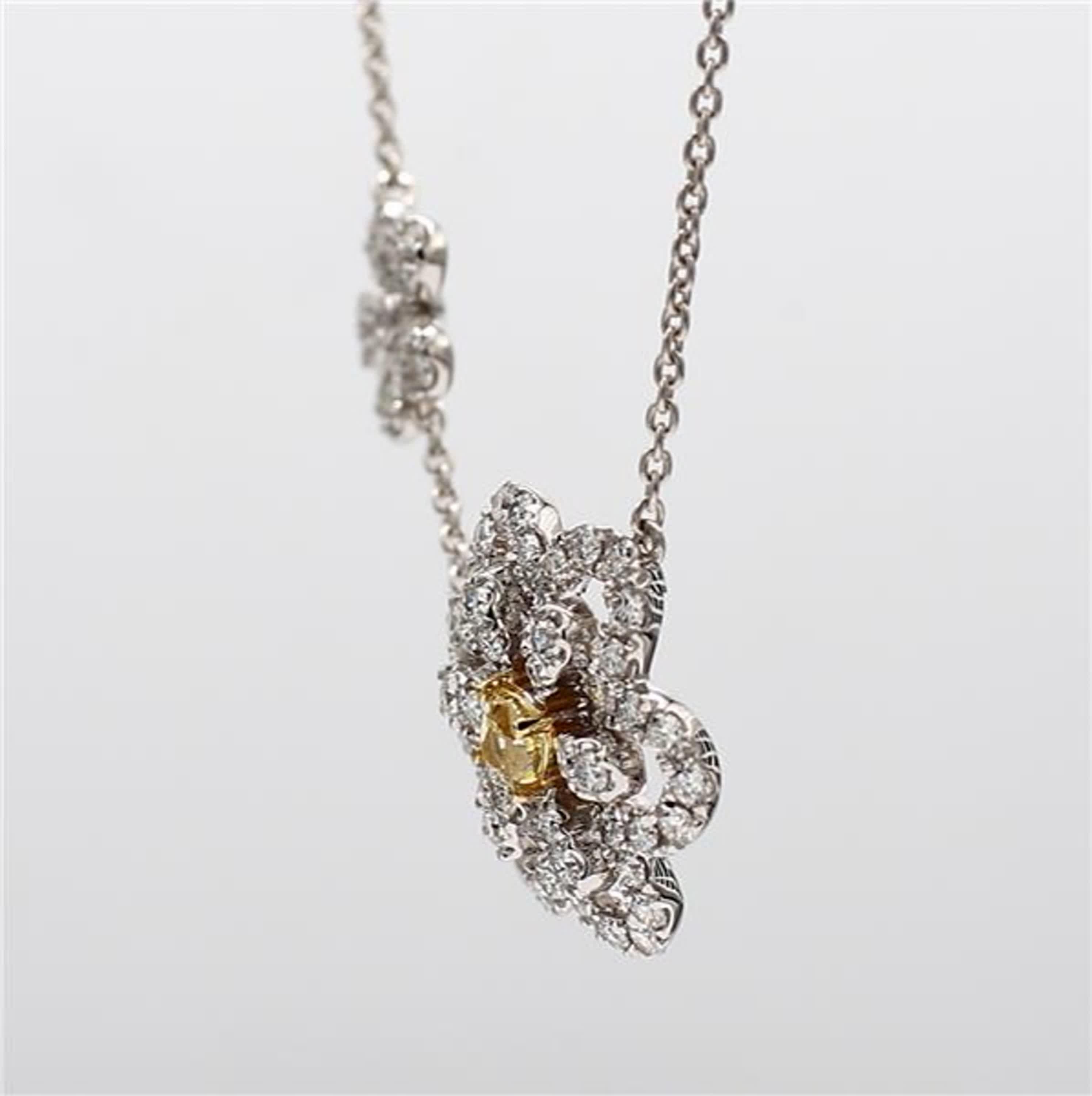 Natural Yellow Cushion and White Diamond .92 Carat TW Gold Drop Necklace