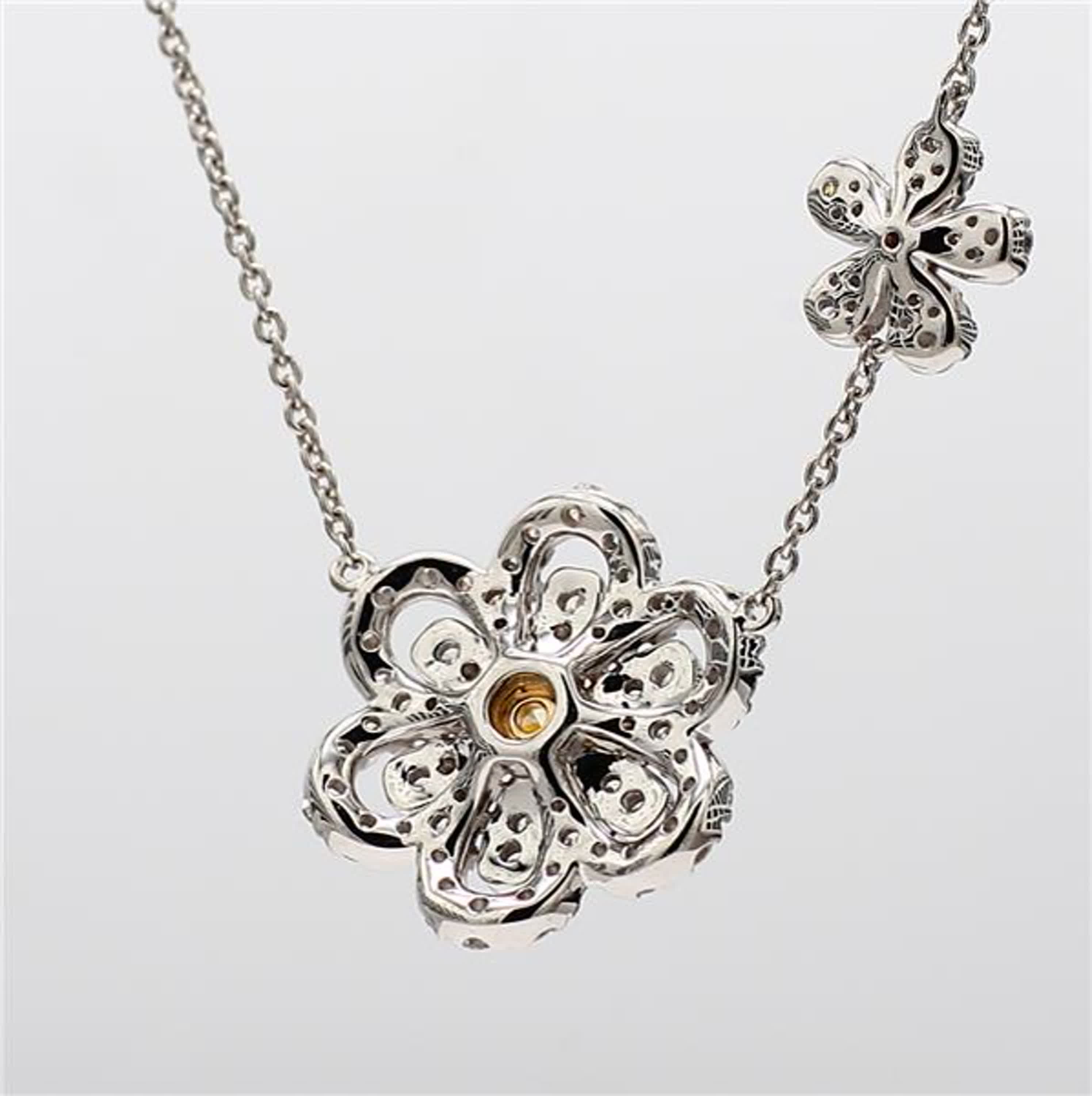 Natural Yellow Cushion and White Diamond .92 Carat TW Gold Drop Necklace