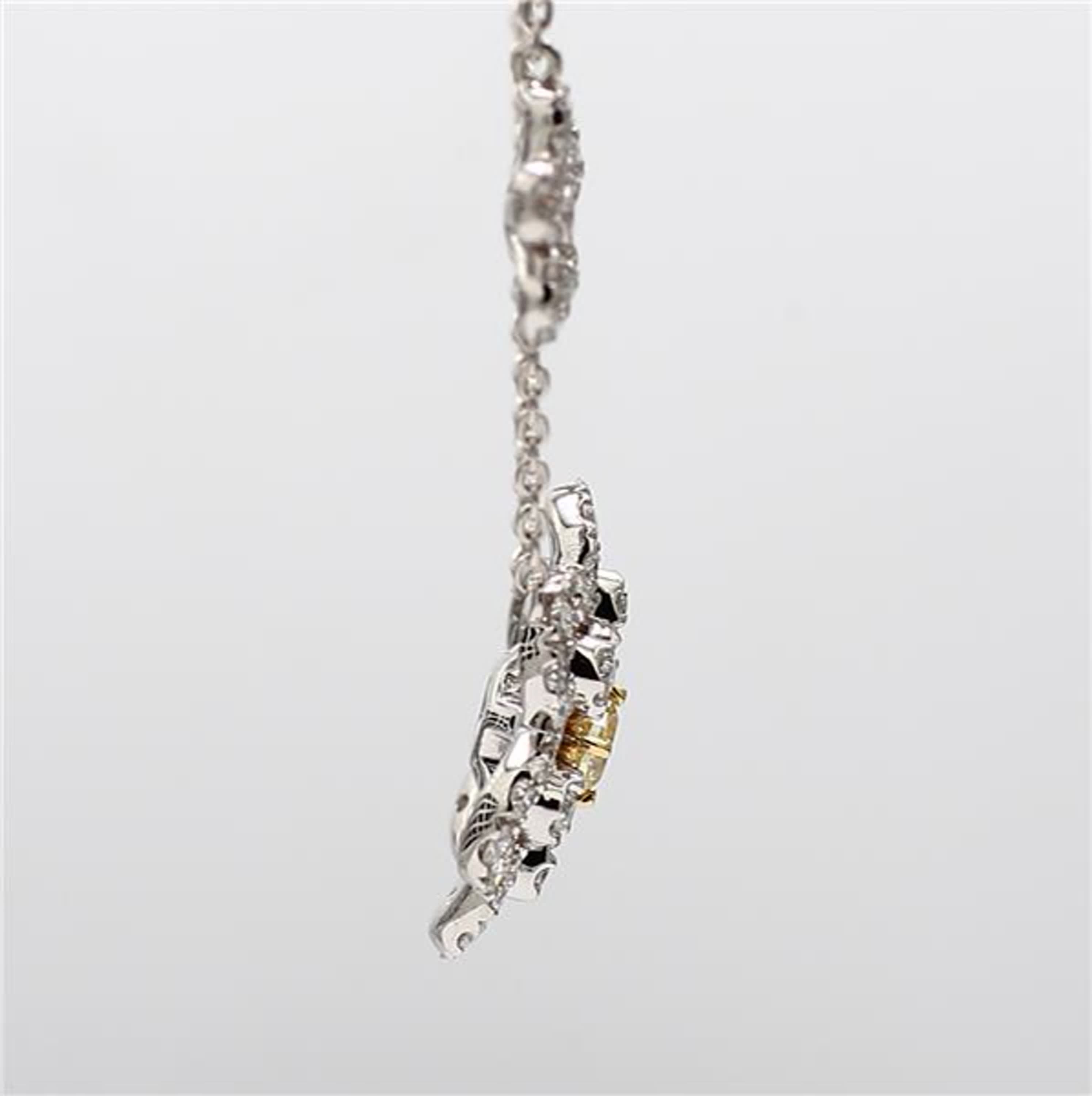 Natural Yellow Cushion and White Diamond .92 Carat TW Gold Drop Necklace