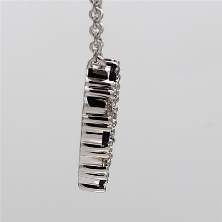 Natural Blue Round Sapphire and White Diamond .53 Carat TW White Gold Pendant
