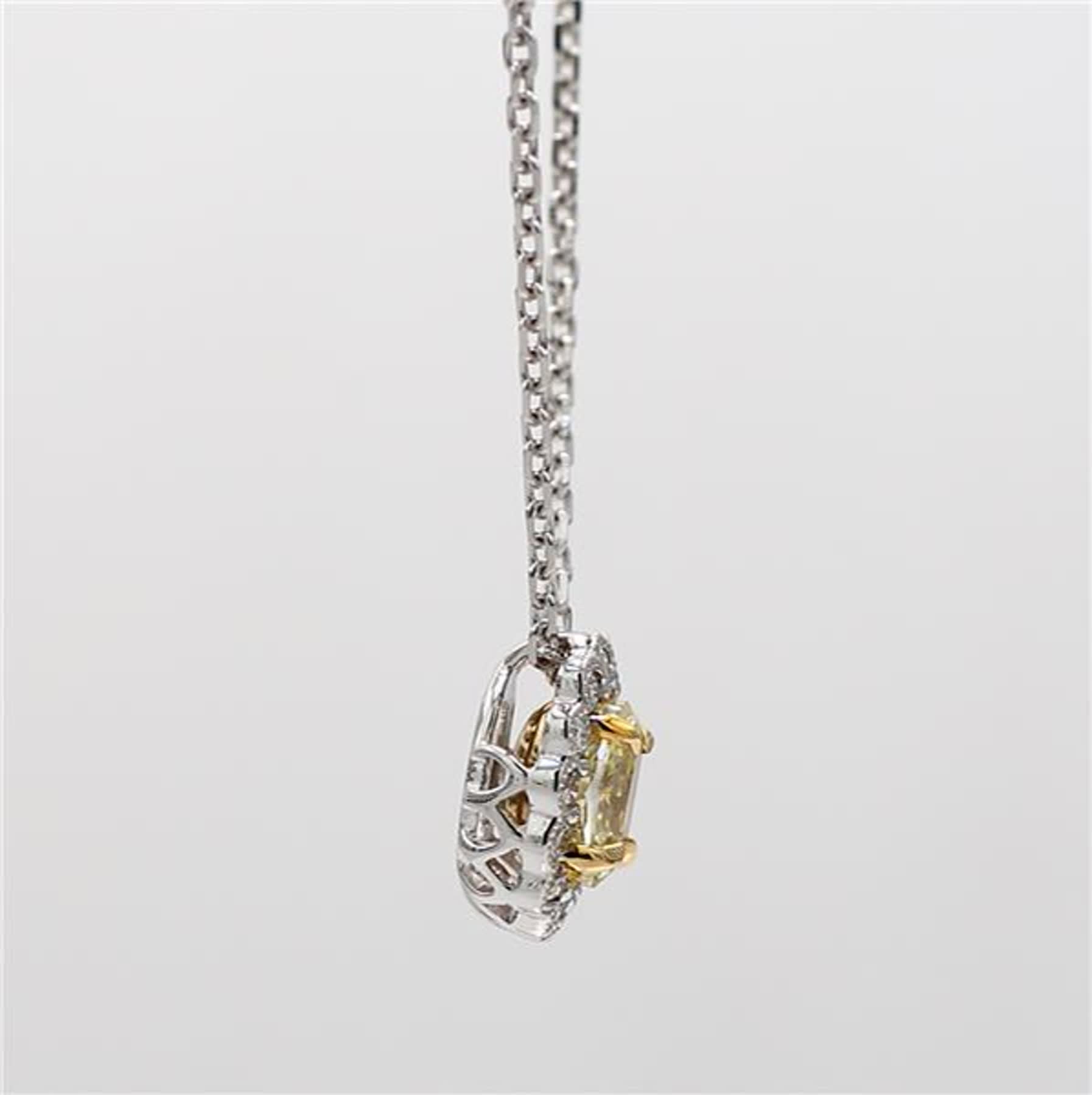 Natural Yellow Oval and White Diamond .90 Carat TW Gold Drop Pendant