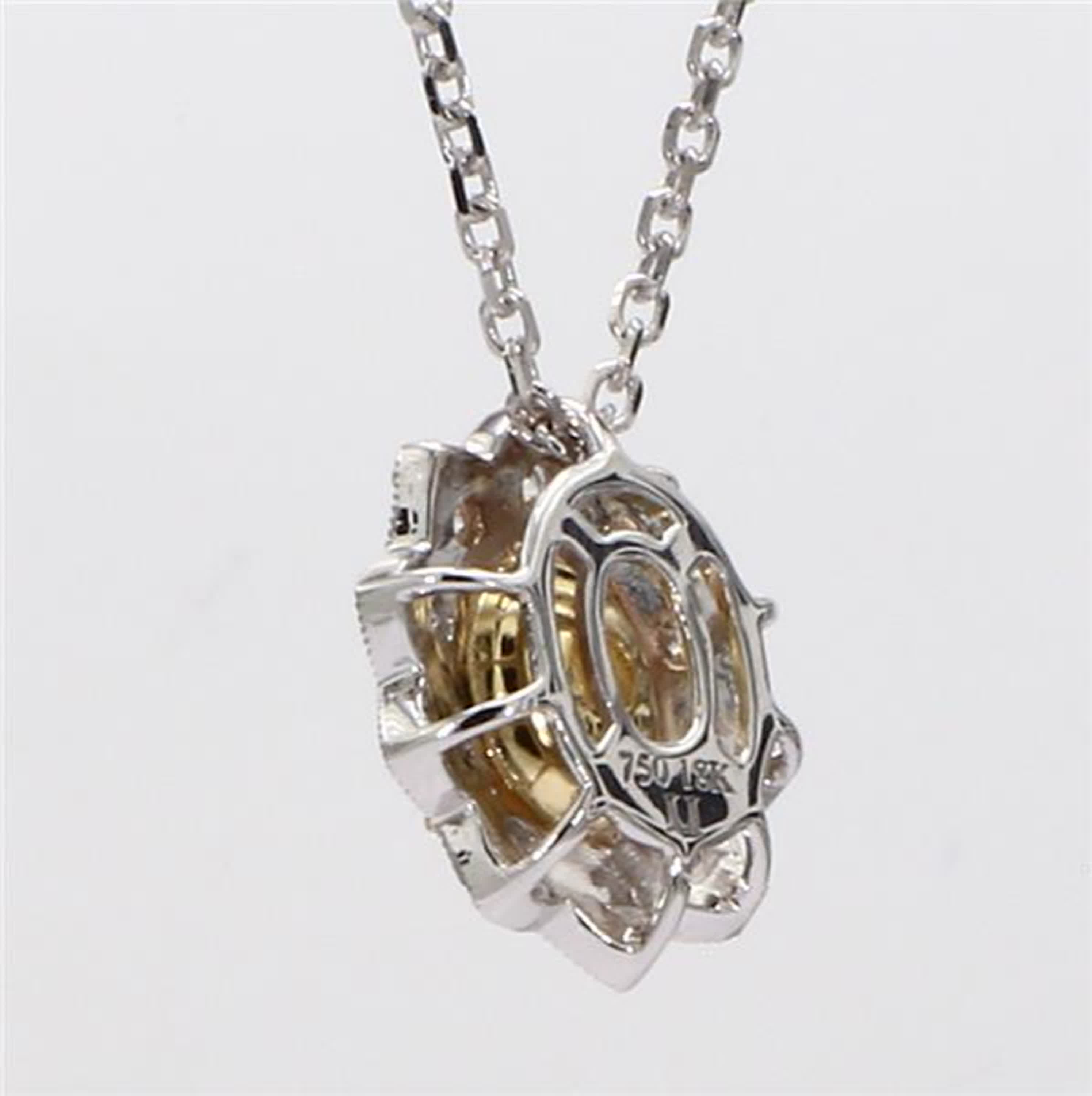 Natural Yellow Oval and White Diamond 1.08 Carat TW Gold Drop Pendant
