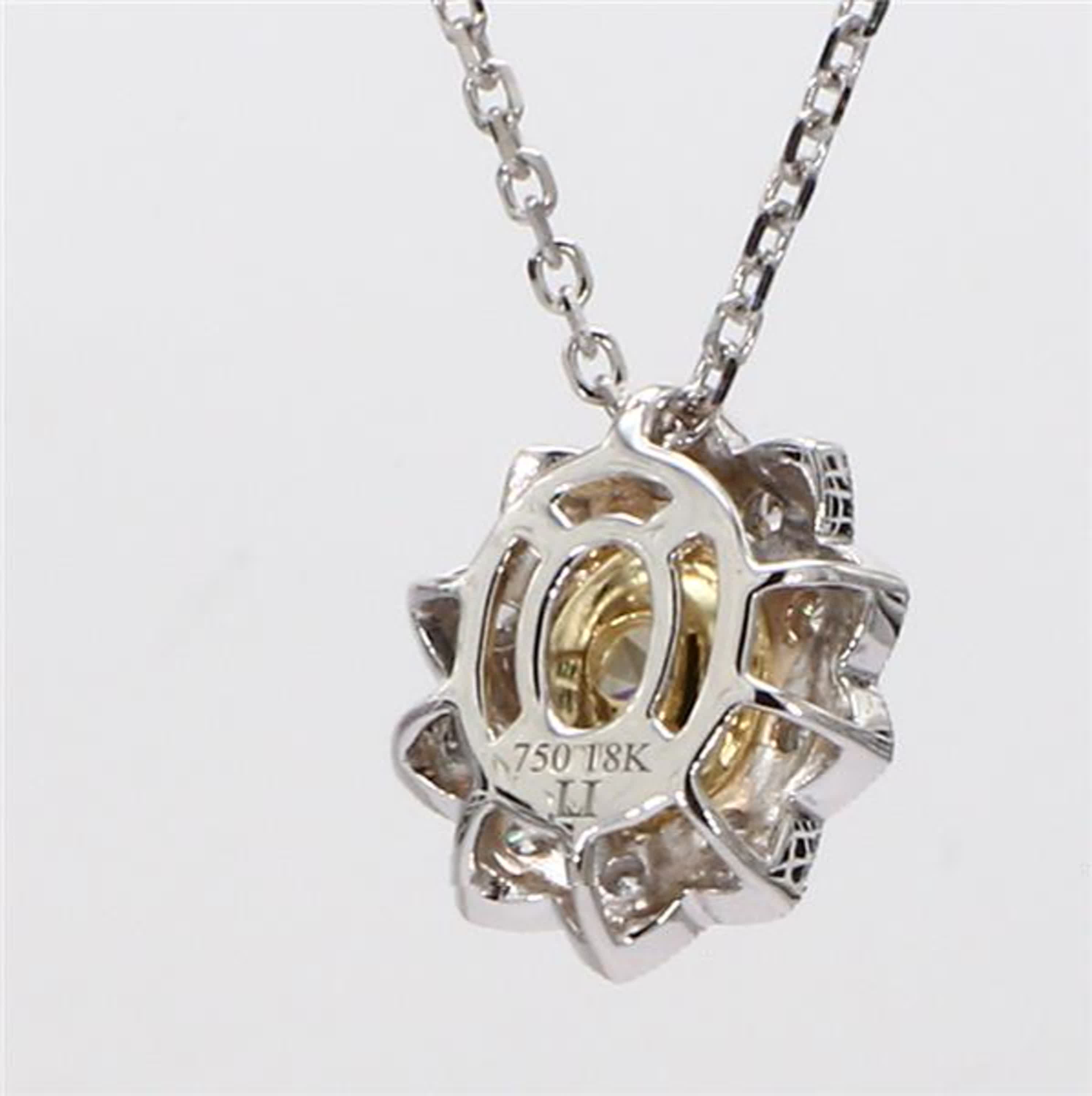 Natural Yellow Oval and White Diamond 1.08 Carat TW Gold Drop Pendant