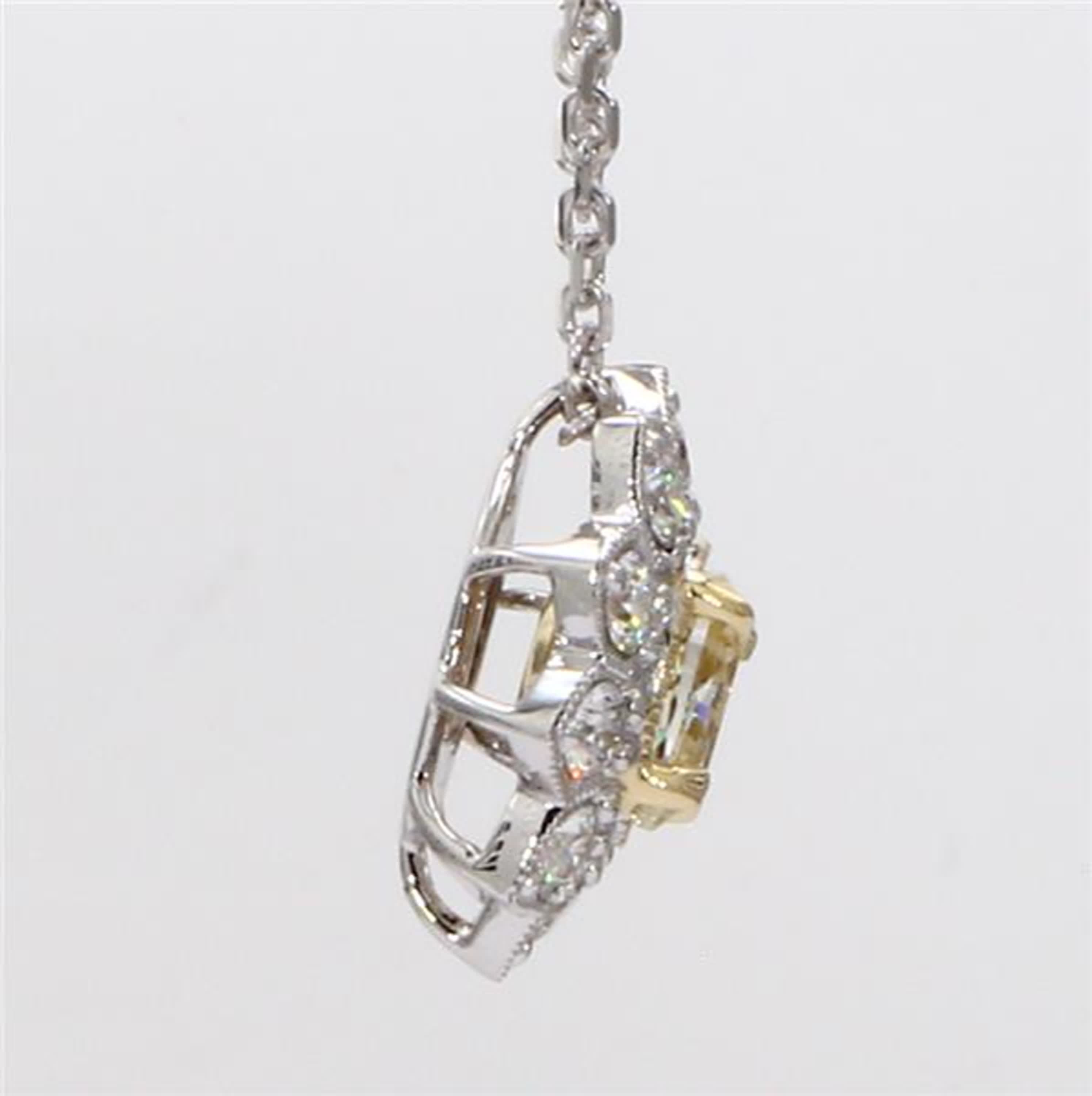 Natural Yellow Oval and White Diamond 1.08 Carat TW Gold Drop Pendant