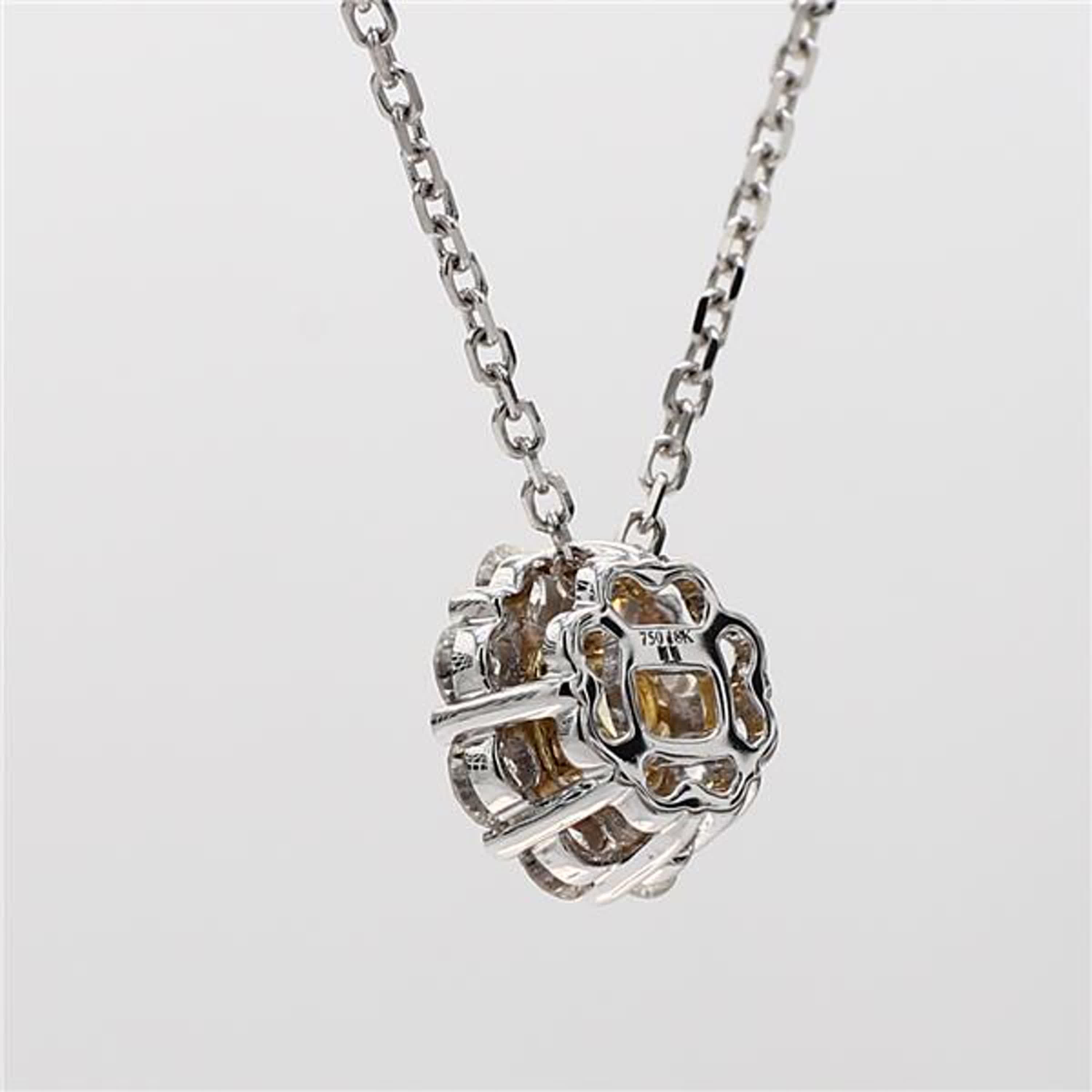 Natural Yellow Cushion and White Diamond 1.08 Carat TW Gold Drop Pendant