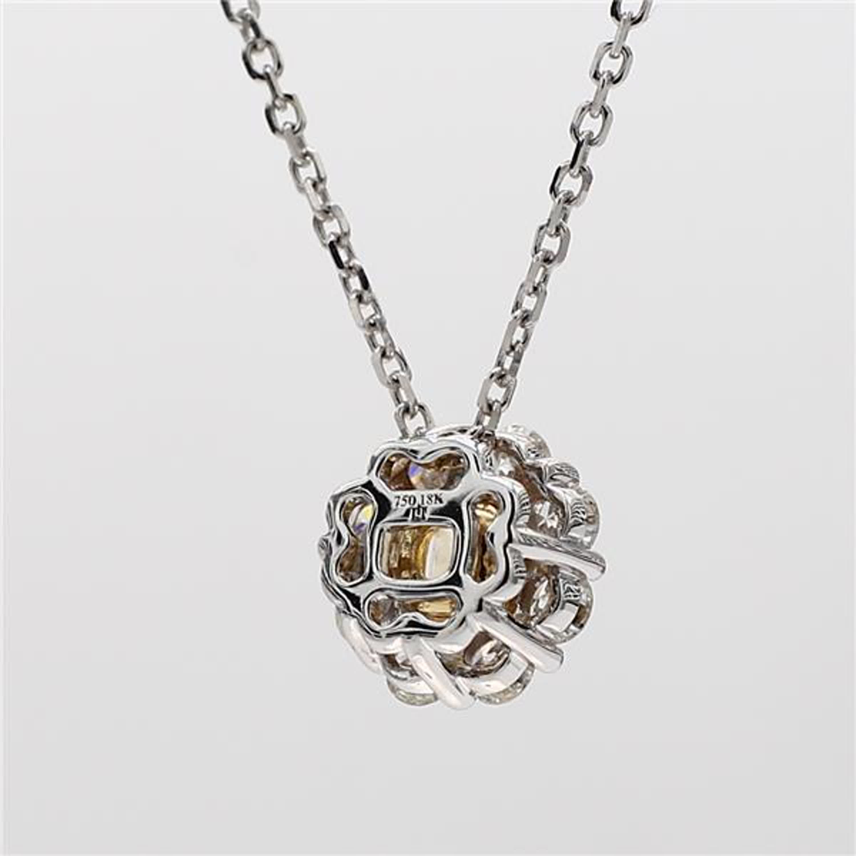 Natural Yellow Cushion and White Diamond 1.08 Carat TW Gold Drop Pendant