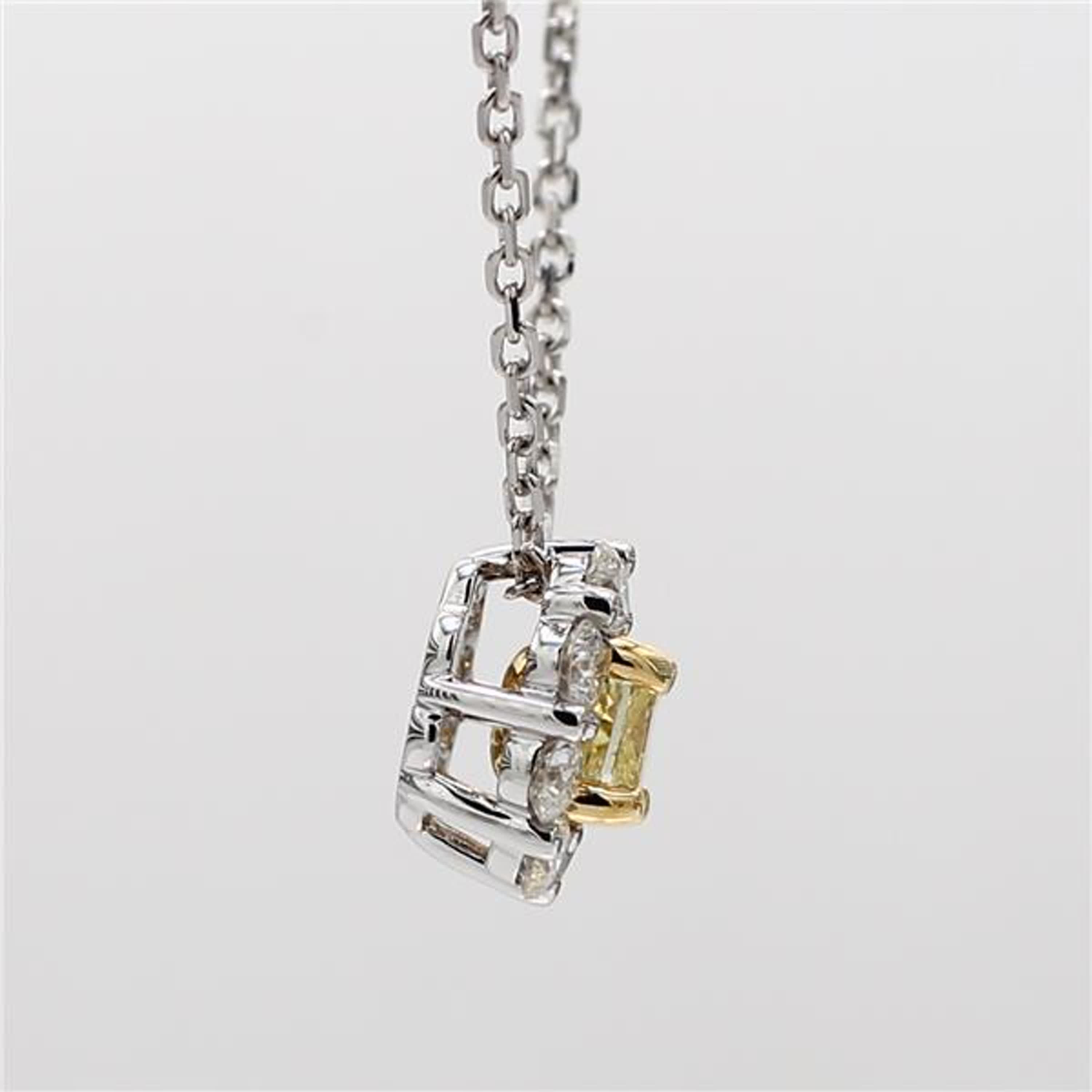 Natural Yellow Cushion and White Diamond 1.08 Carat TW Gold Drop Pendant