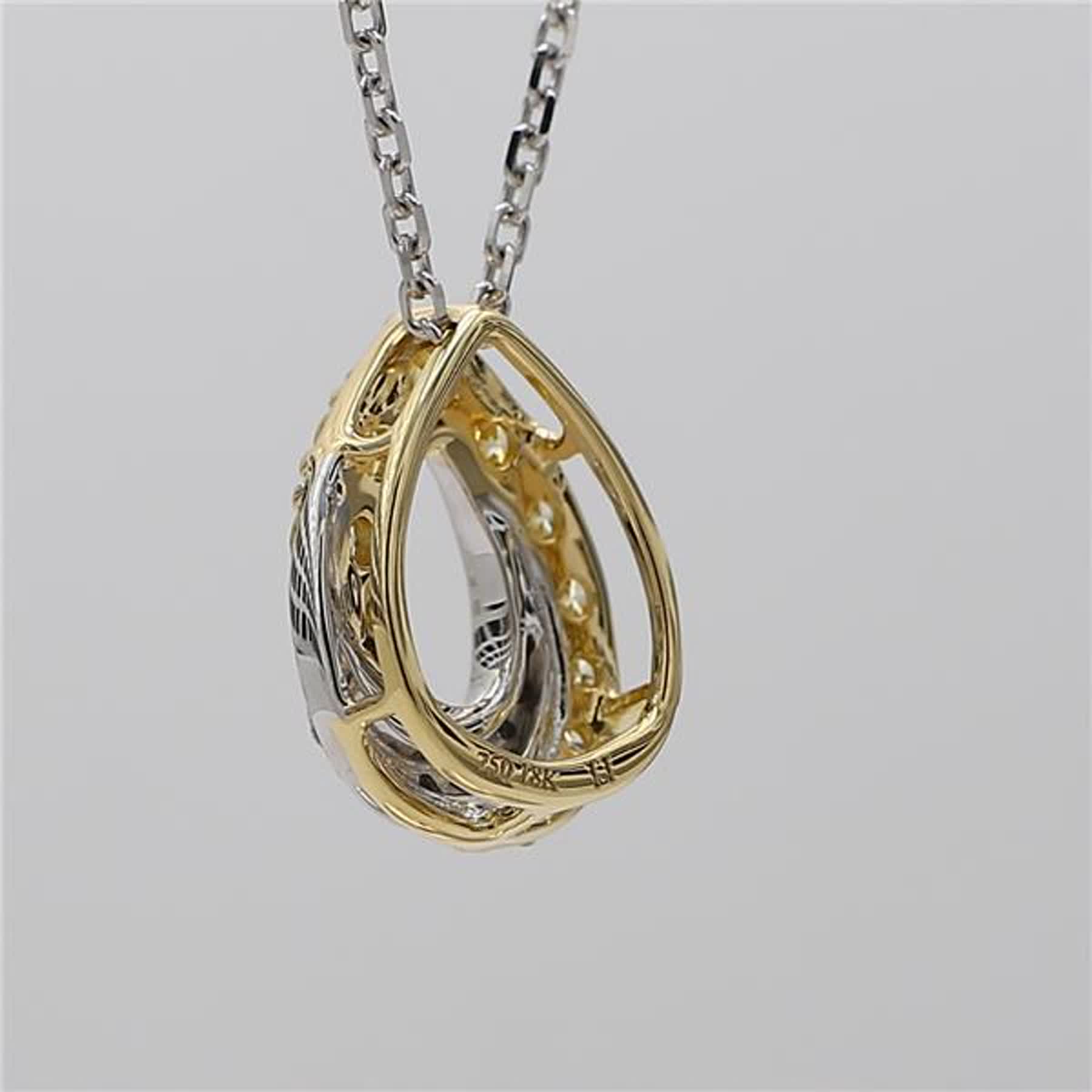 Natural Yellow Round and White Diamond .42 Carat TW Gold Drop Pendant