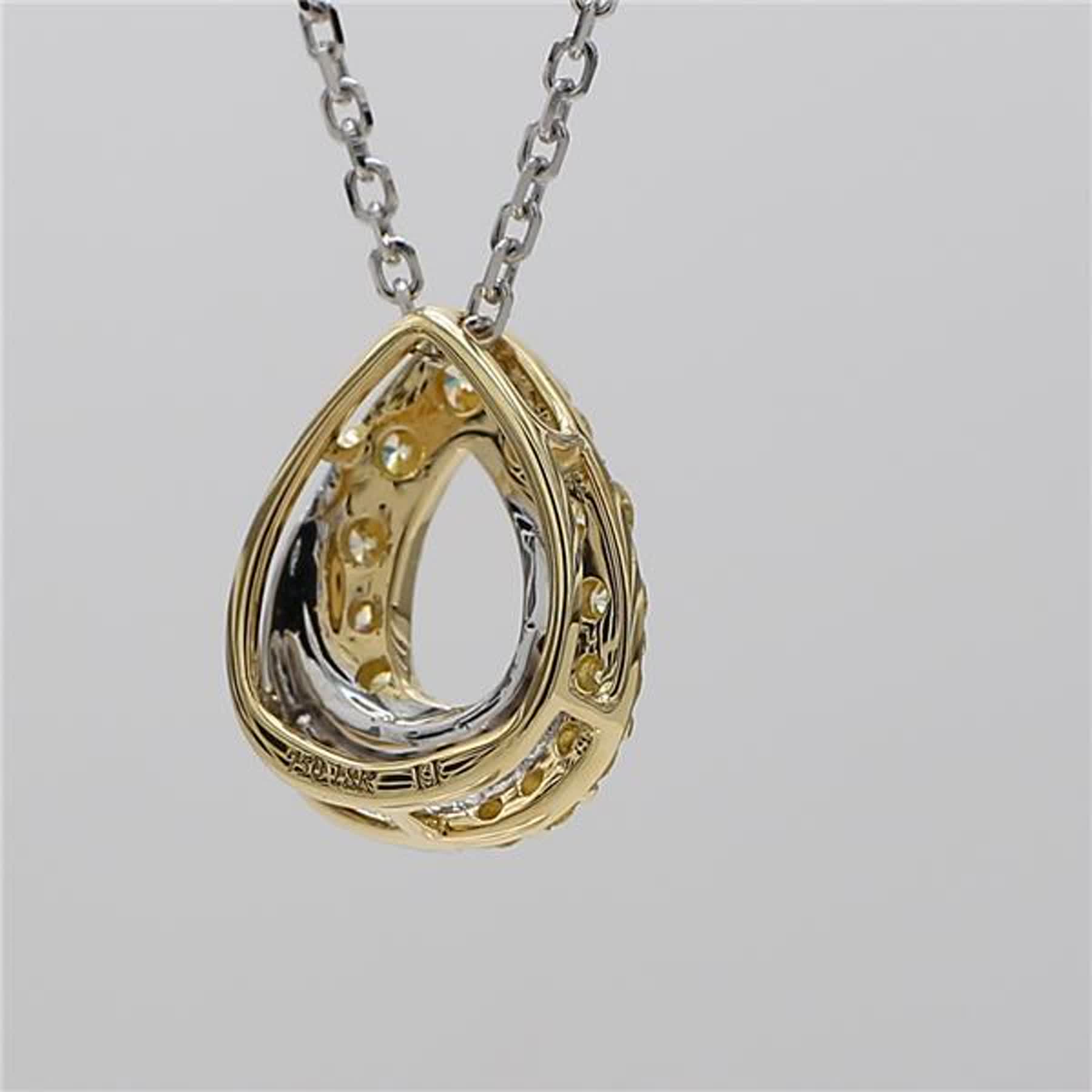 Natural Yellow Round and White Diamond .42 Carat TW Gold Drop Pendant