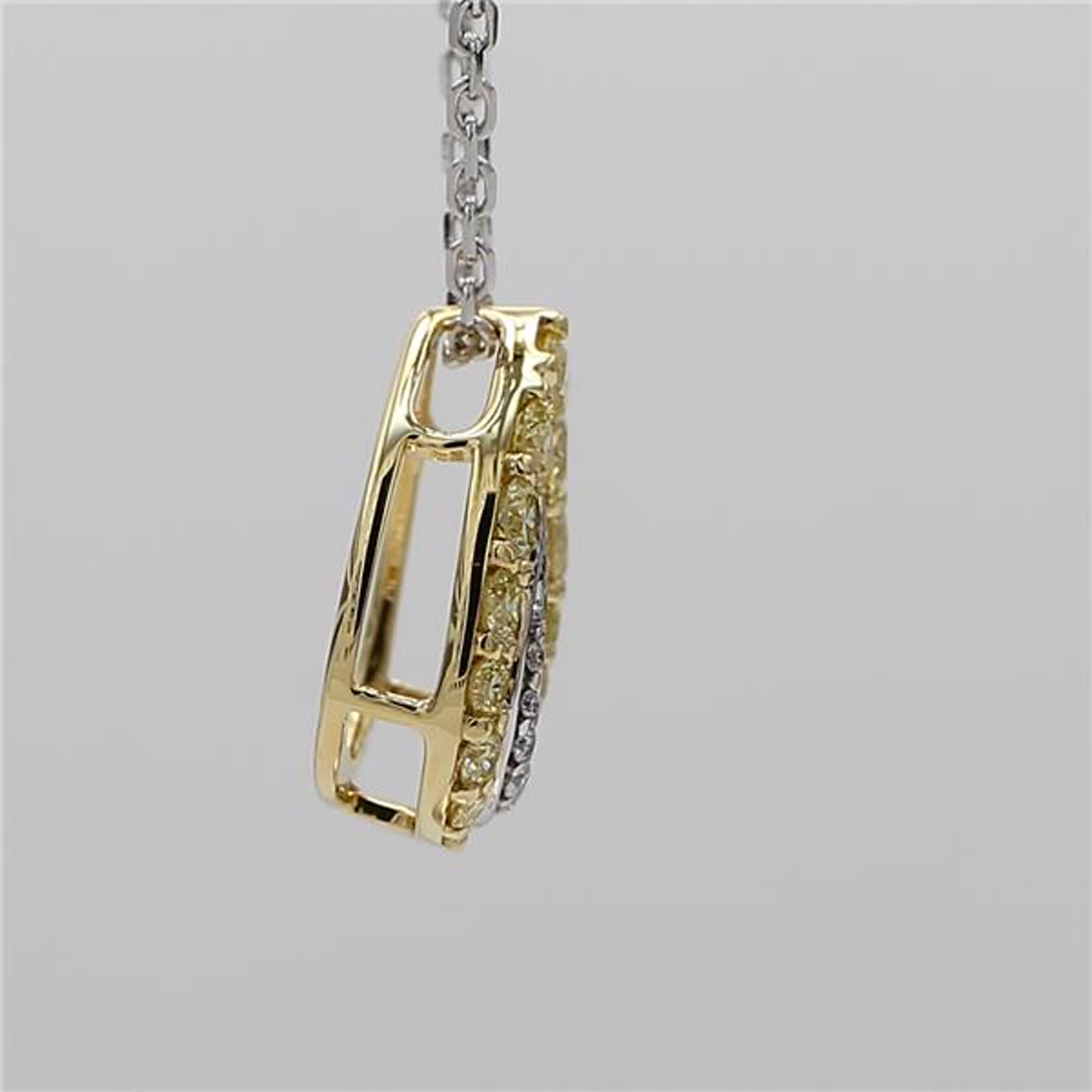 Natural Yellow Round and White Diamond .42 Carat TW Gold Drop Pendant