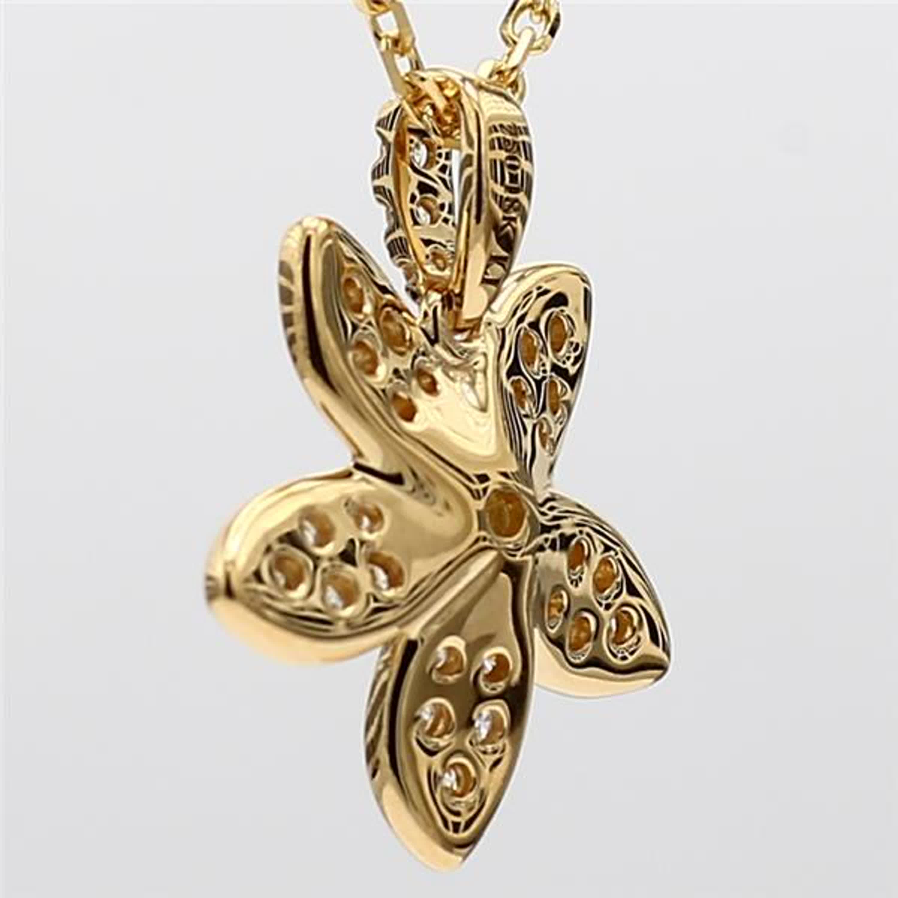 Natural Yellow Cushion and White Diamond .44 Carat TW Yellow Gold Drop Pendant