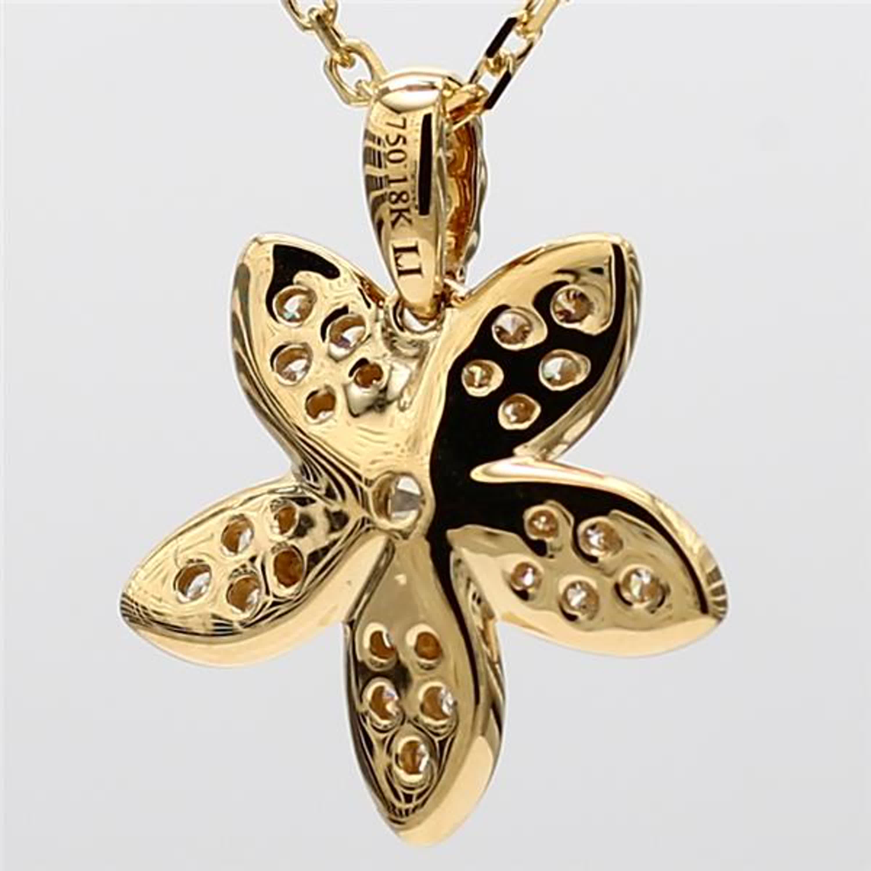 Natural Yellow Cushion and White Diamond .44 Carat TW Yellow Gold Drop Pendant