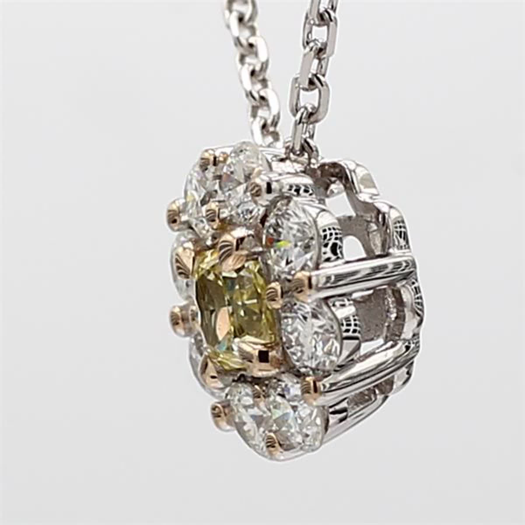 Natural Yellow Radiant and White Diamond .88 Carat TW Rose Gold Drop Pendant