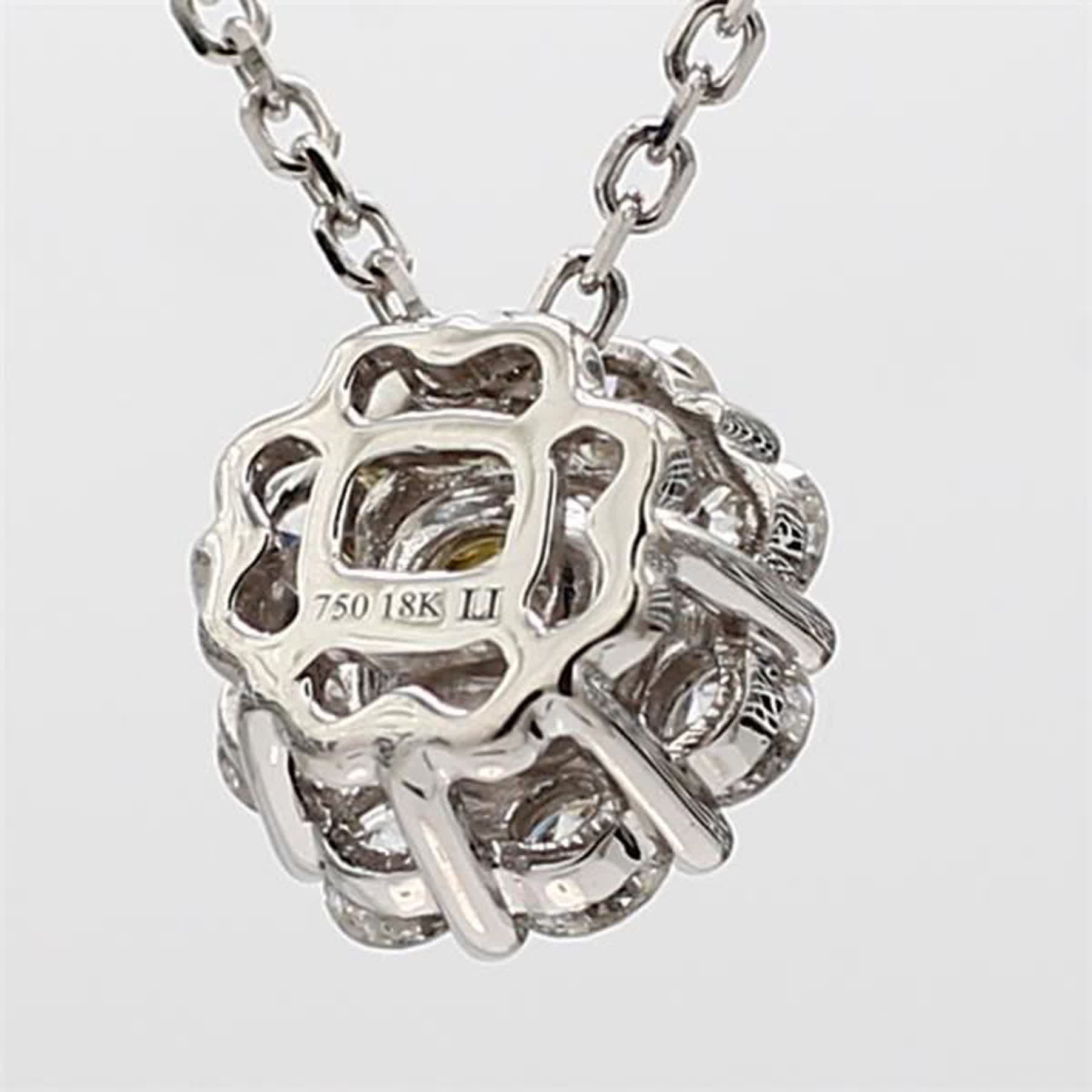 Natural Yellow Radiant and White Diamond .88 Carat TW Rose Gold Drop Pendant
