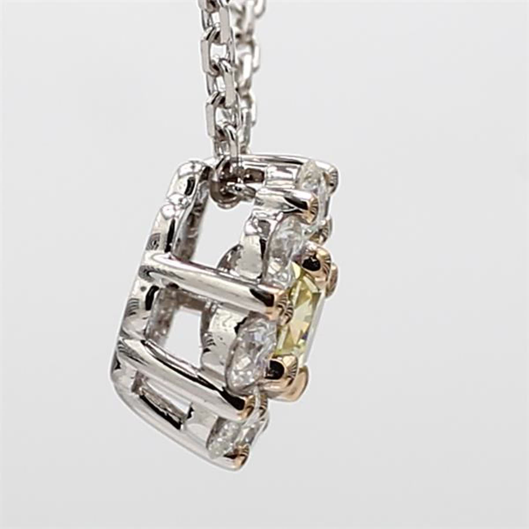 Natural Yellow Radiant and White Diamond .88 Carat TW Rose Gold Drop Pendant