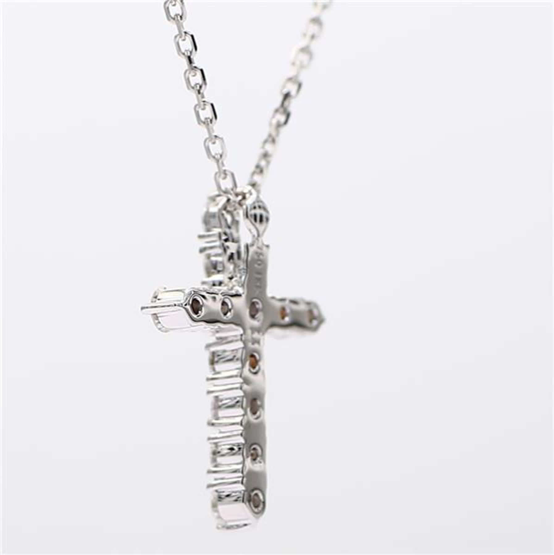 Natural White Round Diamond .88 Carat TW White Gold Cross Pendant