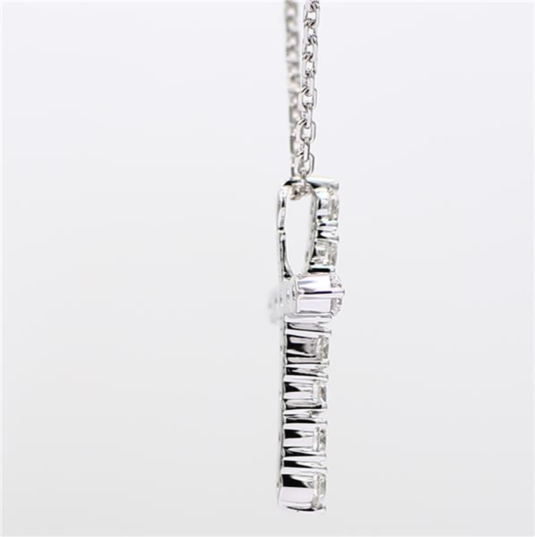 Natural White Round Diamond .88 Carat TW White Gold Cross Pendant