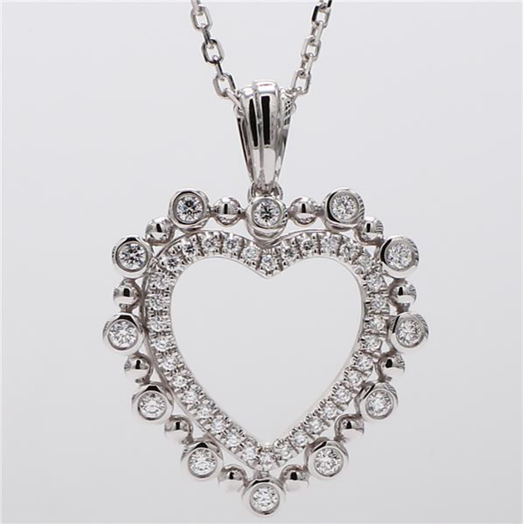 Natural White Round Diamond .38 Carat TW White Gold Heart-Shaped Pendant