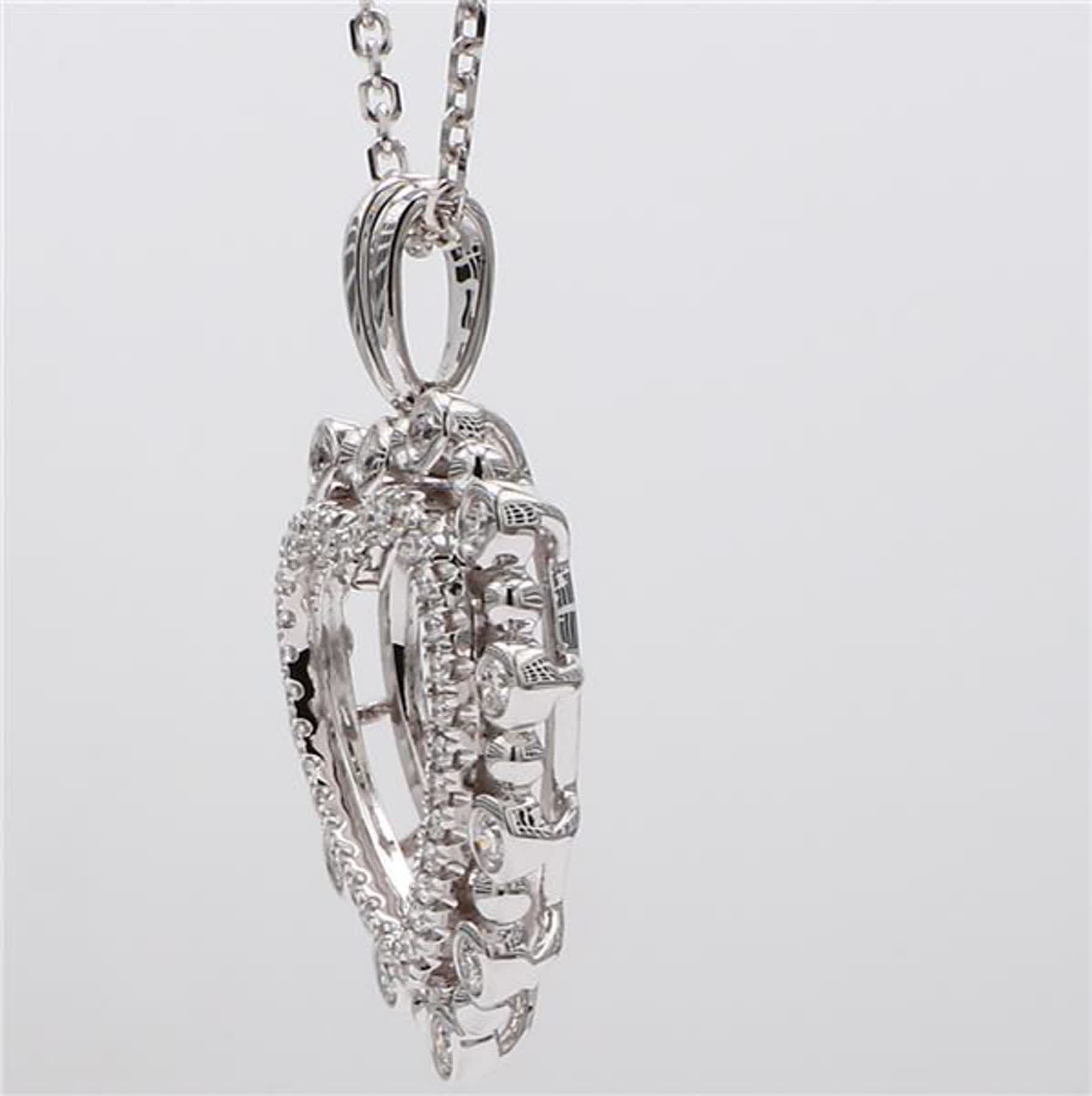 Natural White Round Diamond .38 Carat TW White Gold Heart-Shaped Pendant