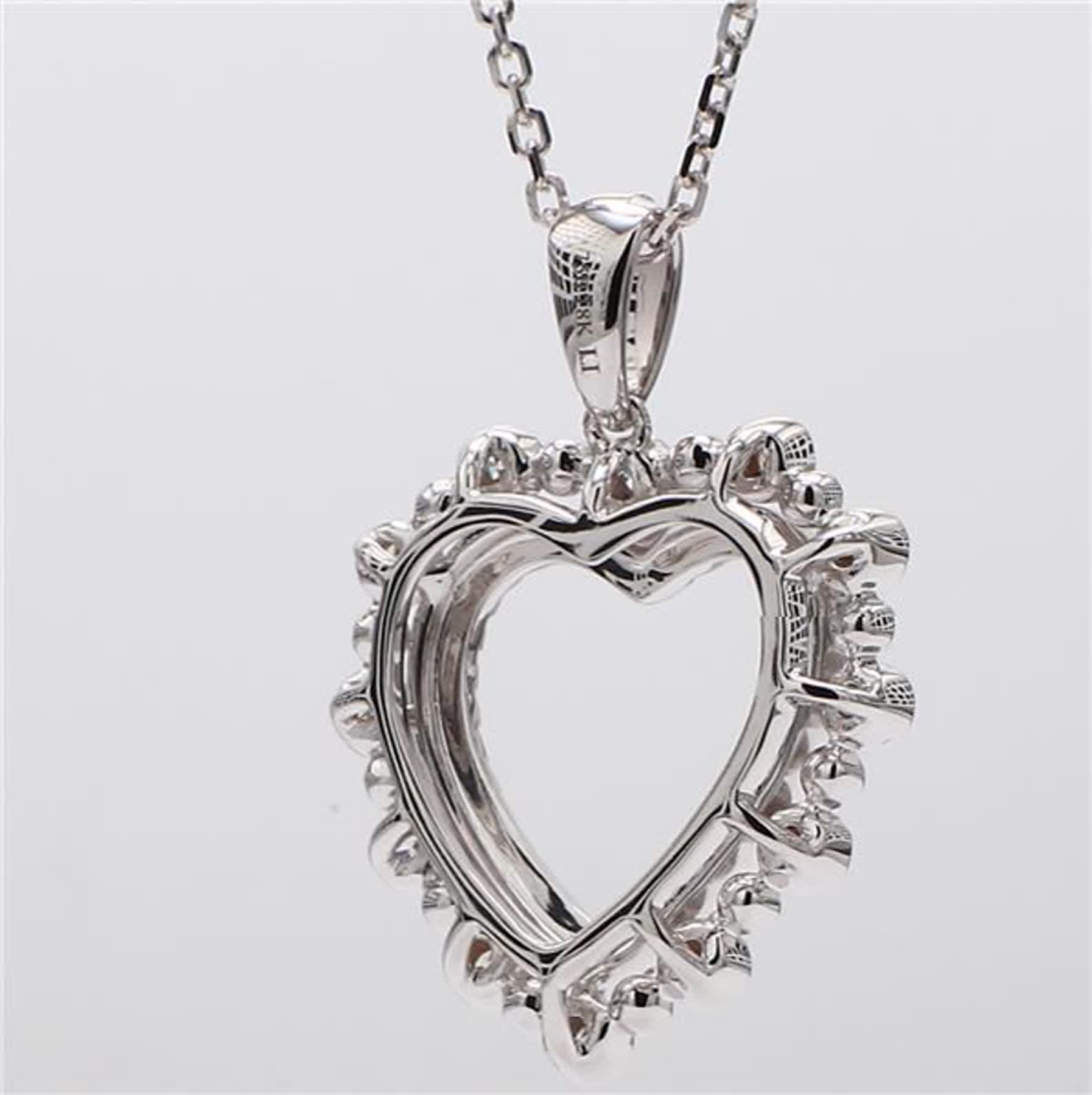 Natural White Round Diamond .38 Carat TW White Gold Heart-Shaped Pendant