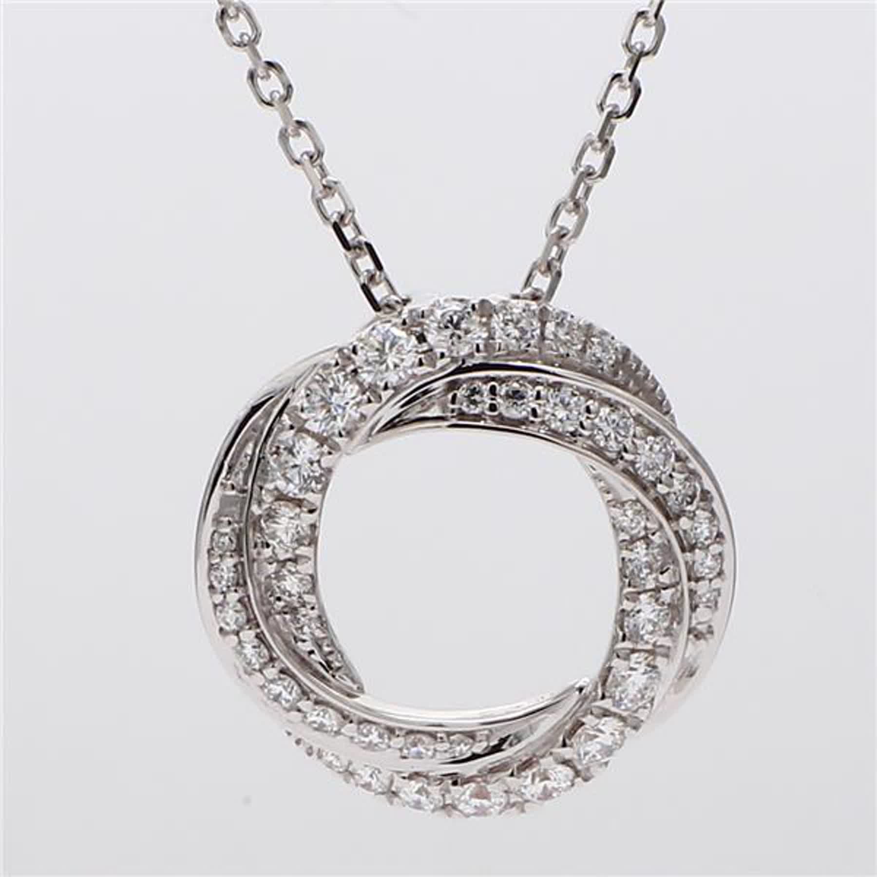 Natural White Round Diamond .62 Carat TW White Gold Circle Pendant