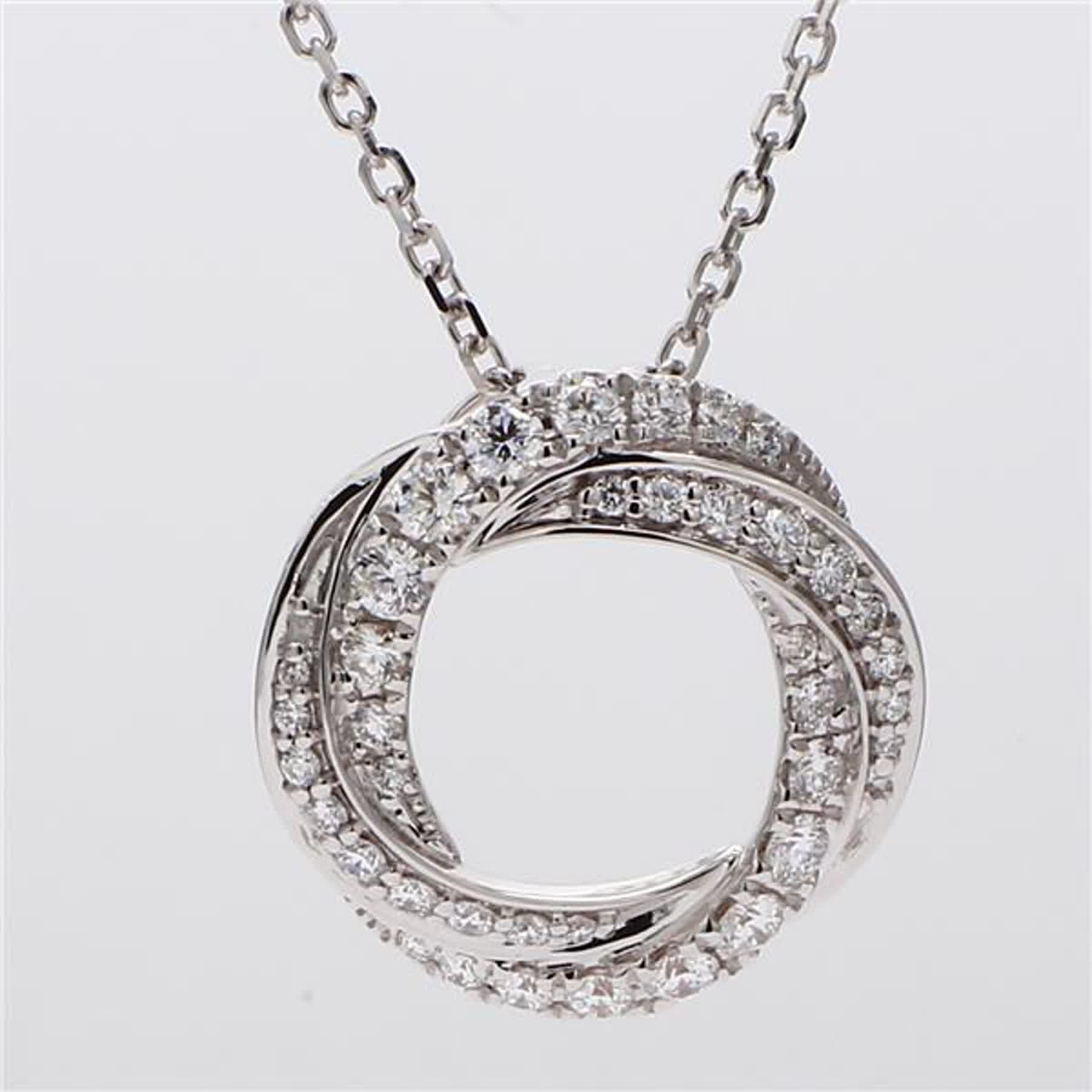 Natural White Round Diamond .62 Carat TW White Gold Circle Pendant