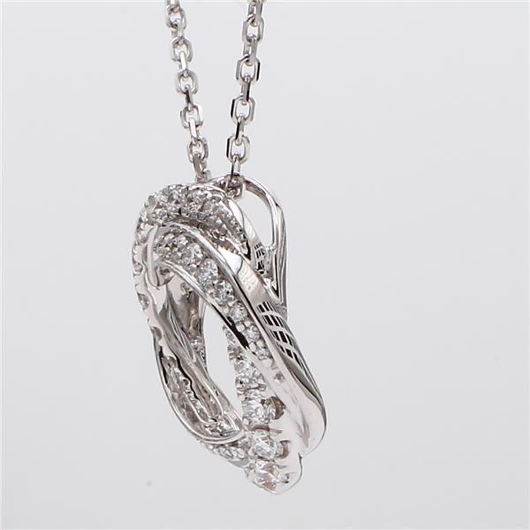 Natural White Round Diamond .62 Carat TW White Gold Circle Pendant
