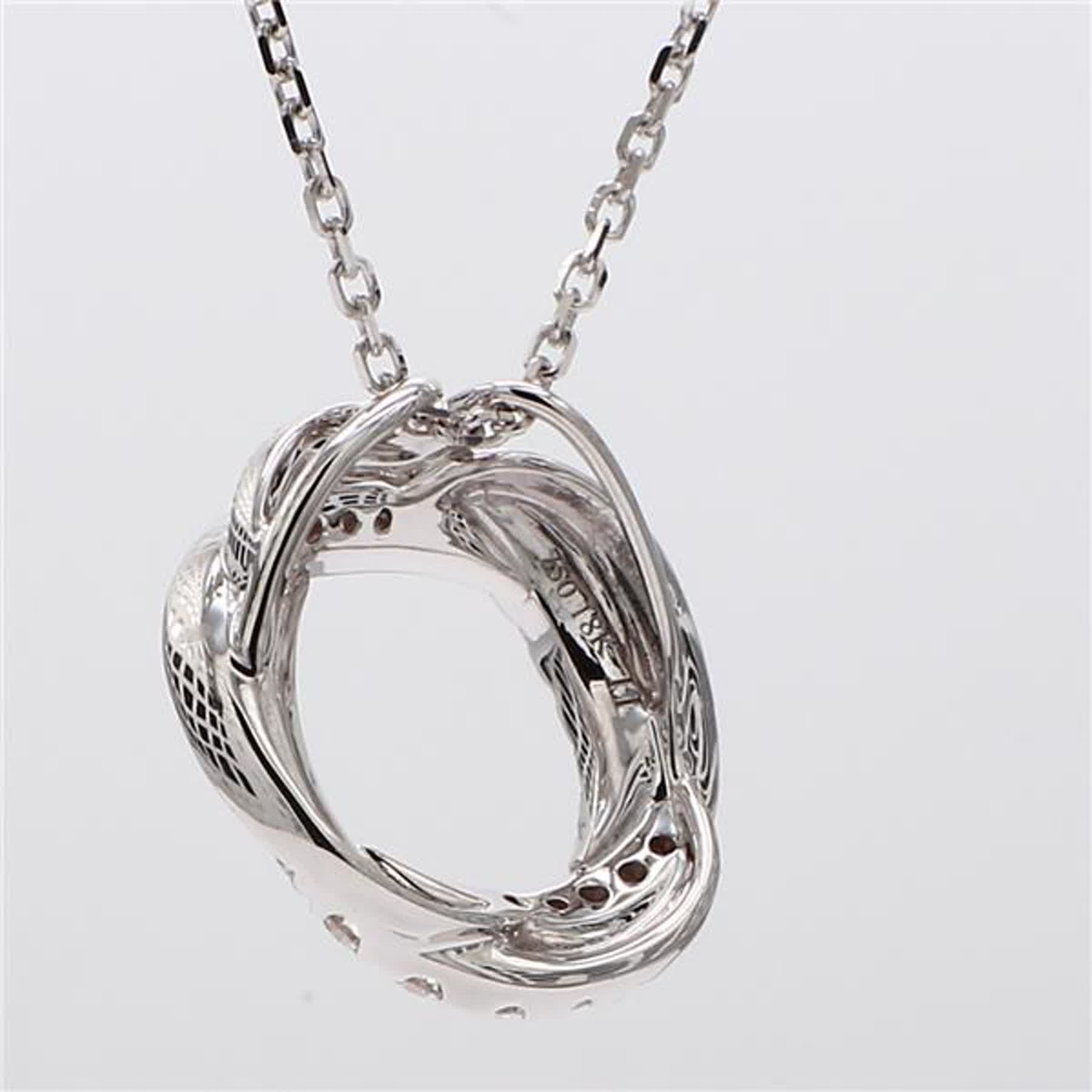 Natural White Round Diamond .62 Carat TW White Gold Circle Pendant