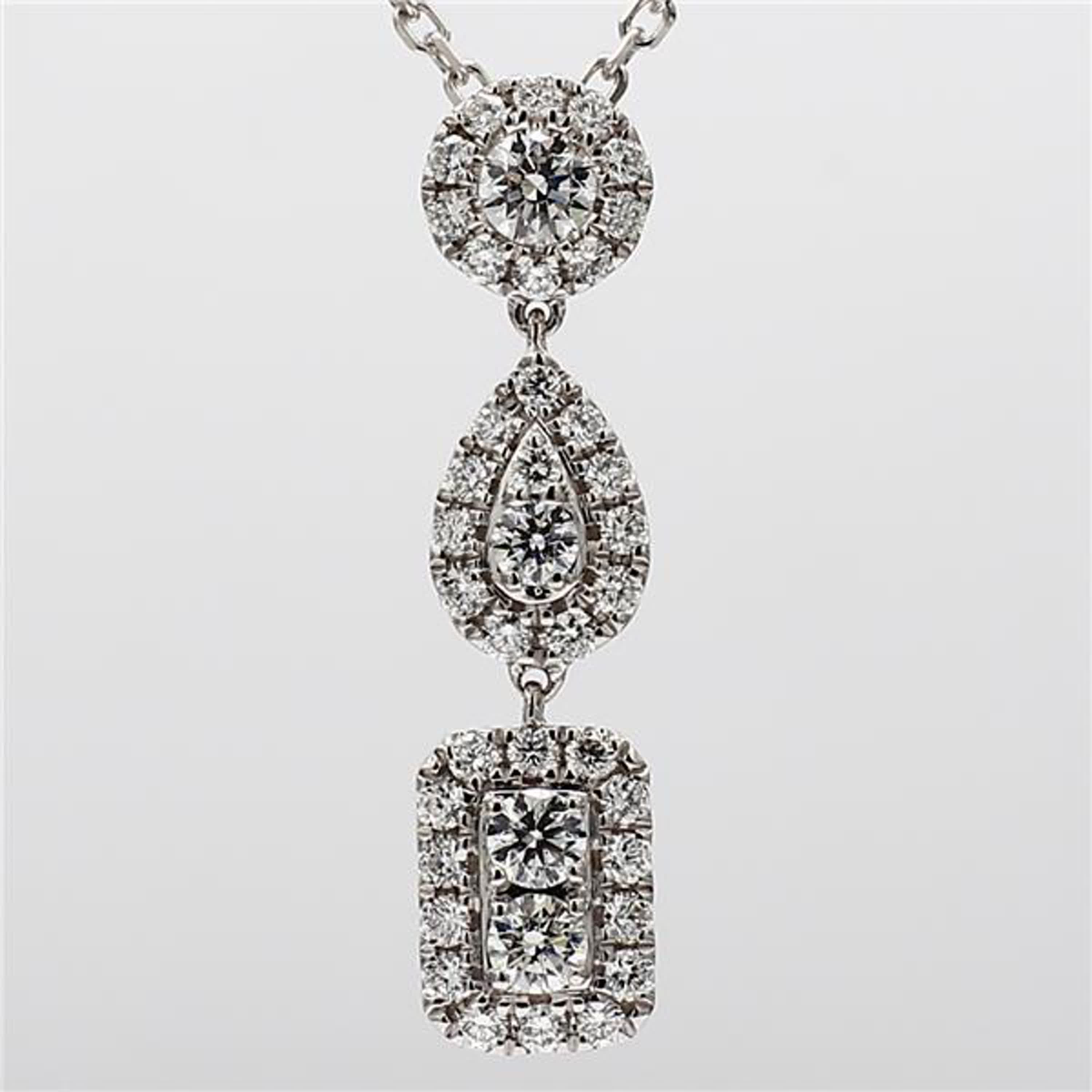 Natural White Round Diamond .68 Carat TW White Gold Drop Pendant