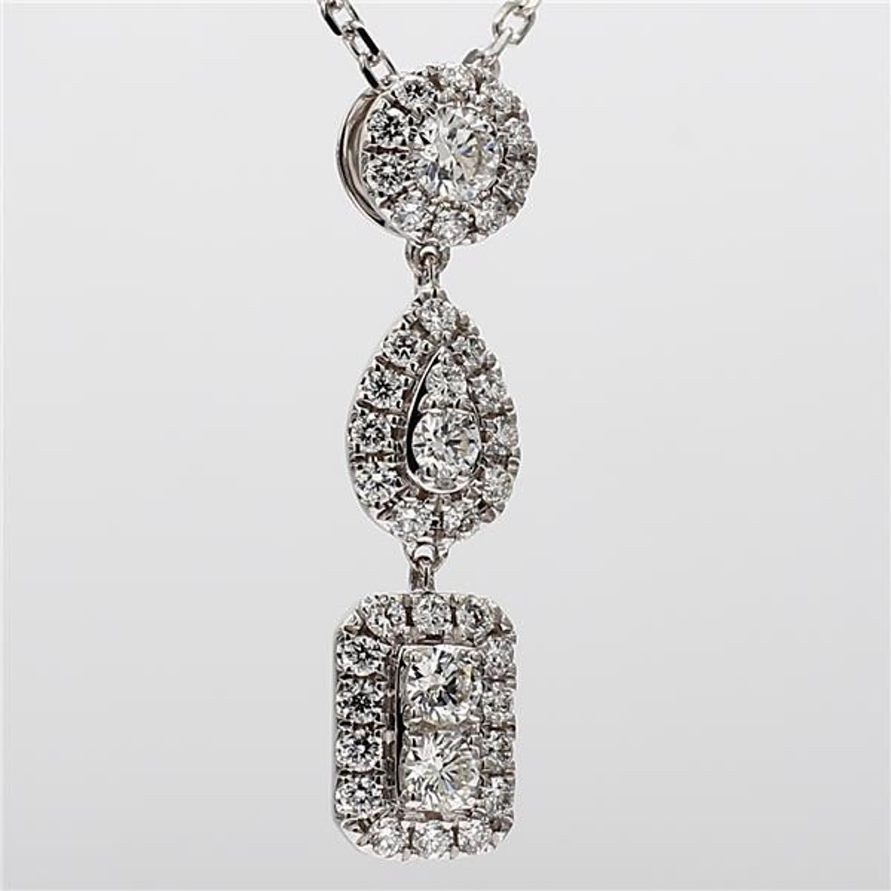 Natural White Round Diamond .68 Carat TW White Gold Drop Pendant