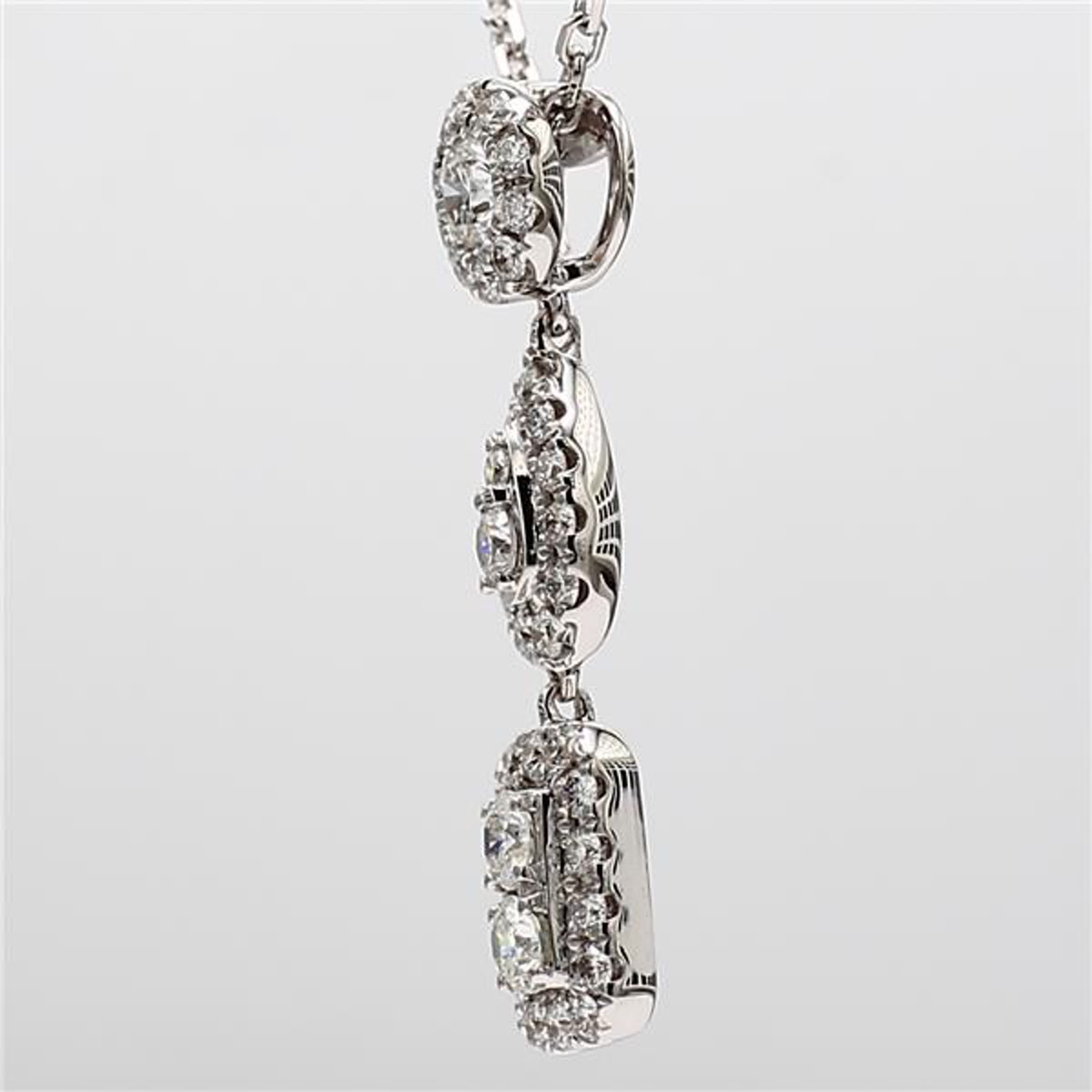 Natural White Round Diamond .68 Carat TW White Gold Drop Pendant