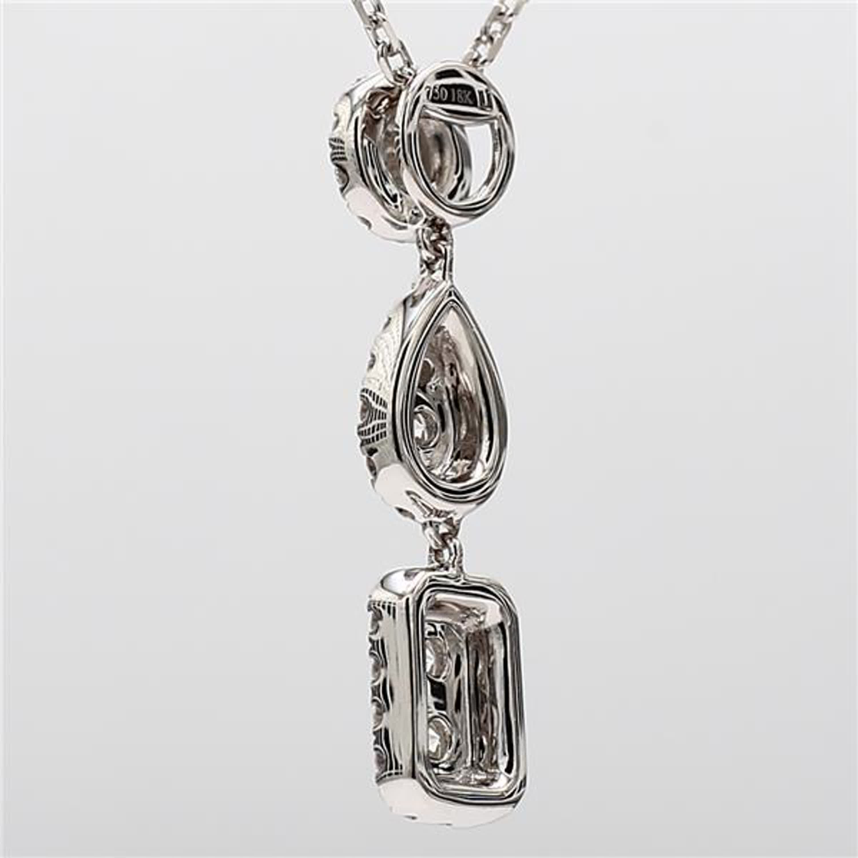 Natural White Round Diamond .68 Carat TW White Gold Drop Pendant