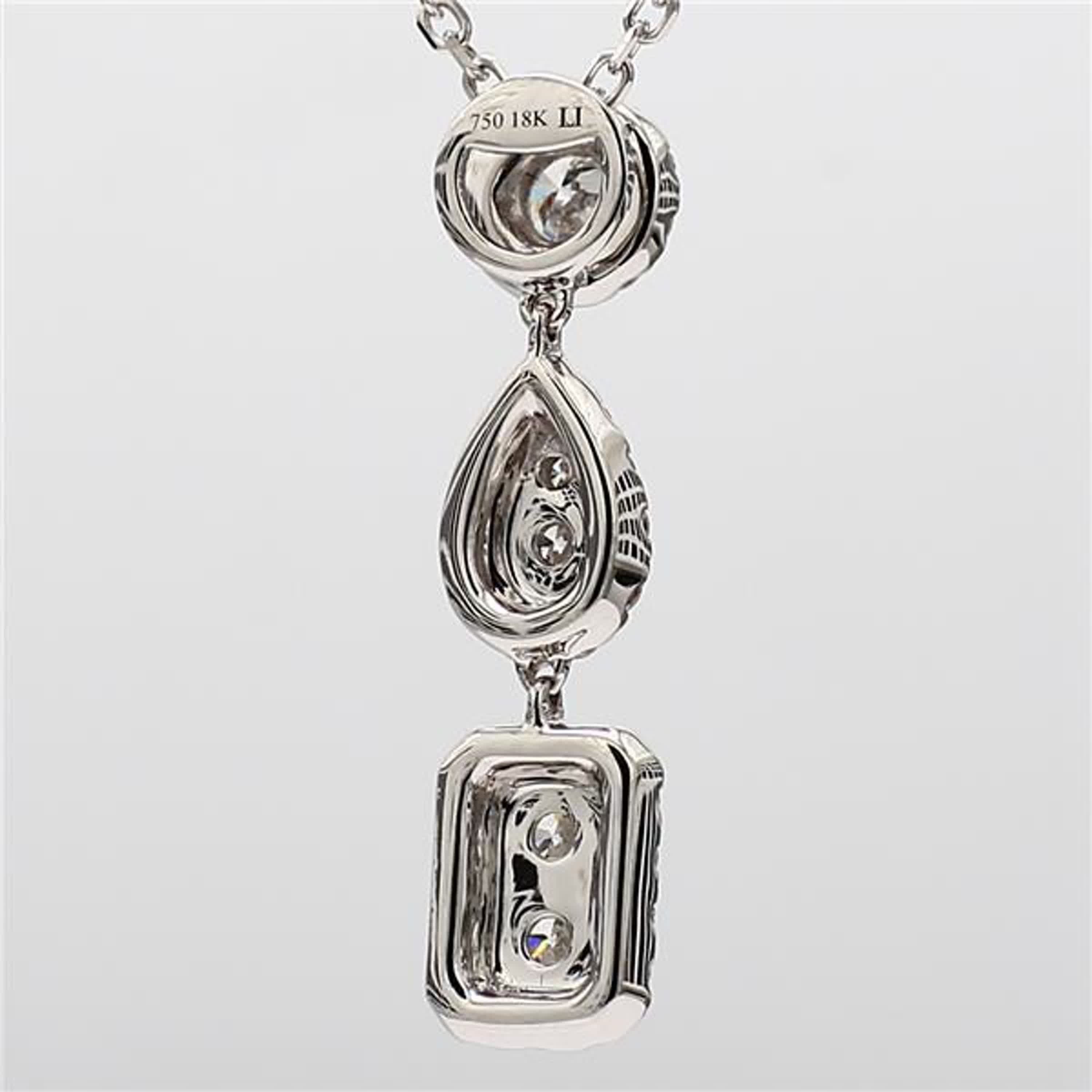 Natural White Round Diamond .68 Carat TW White Gold Drop Pendant